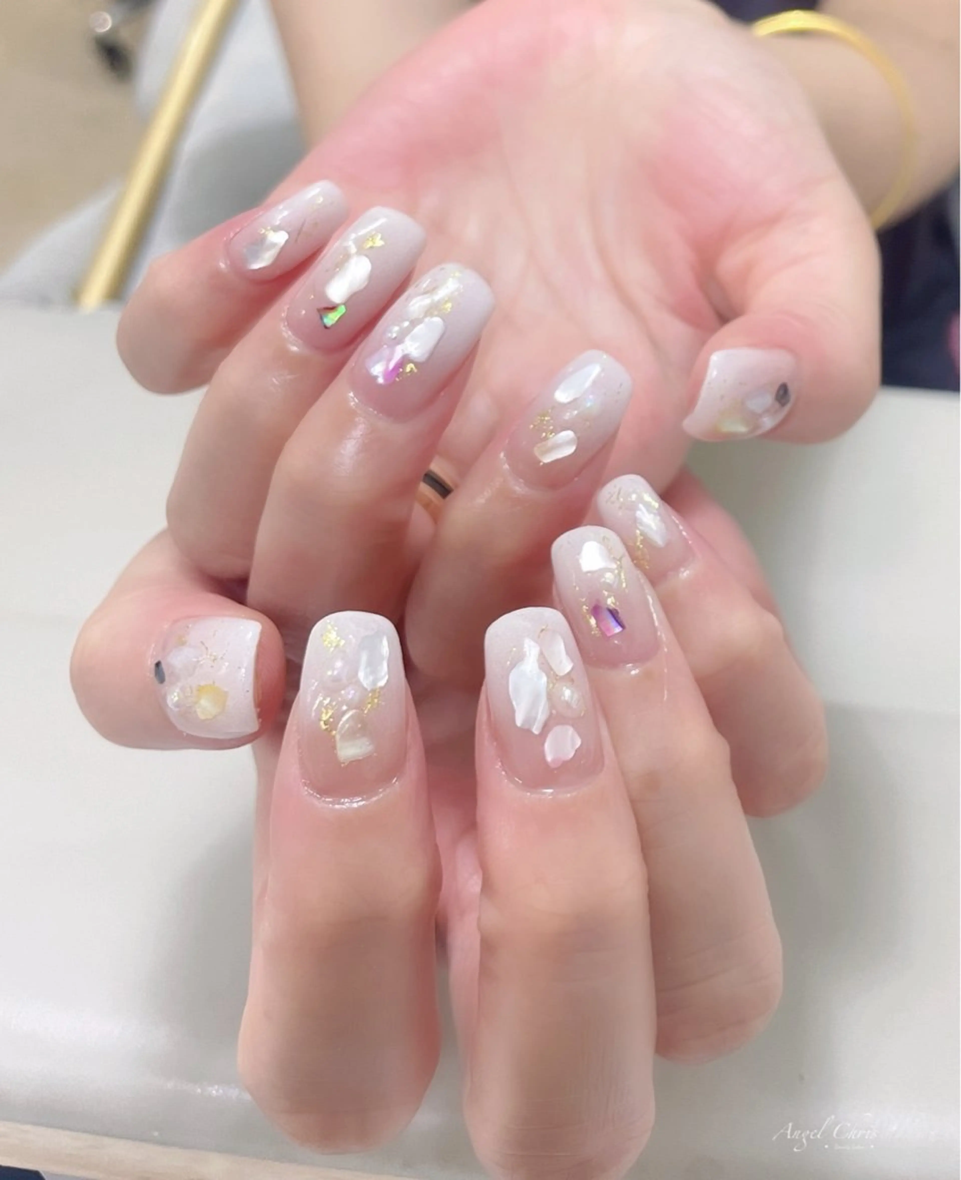 ネイル アートネイル チークネイル 長さ出し ジェルネイル マグネットネイル ハンドネイル AngelChris ビューティーサロンのネイルデザイン