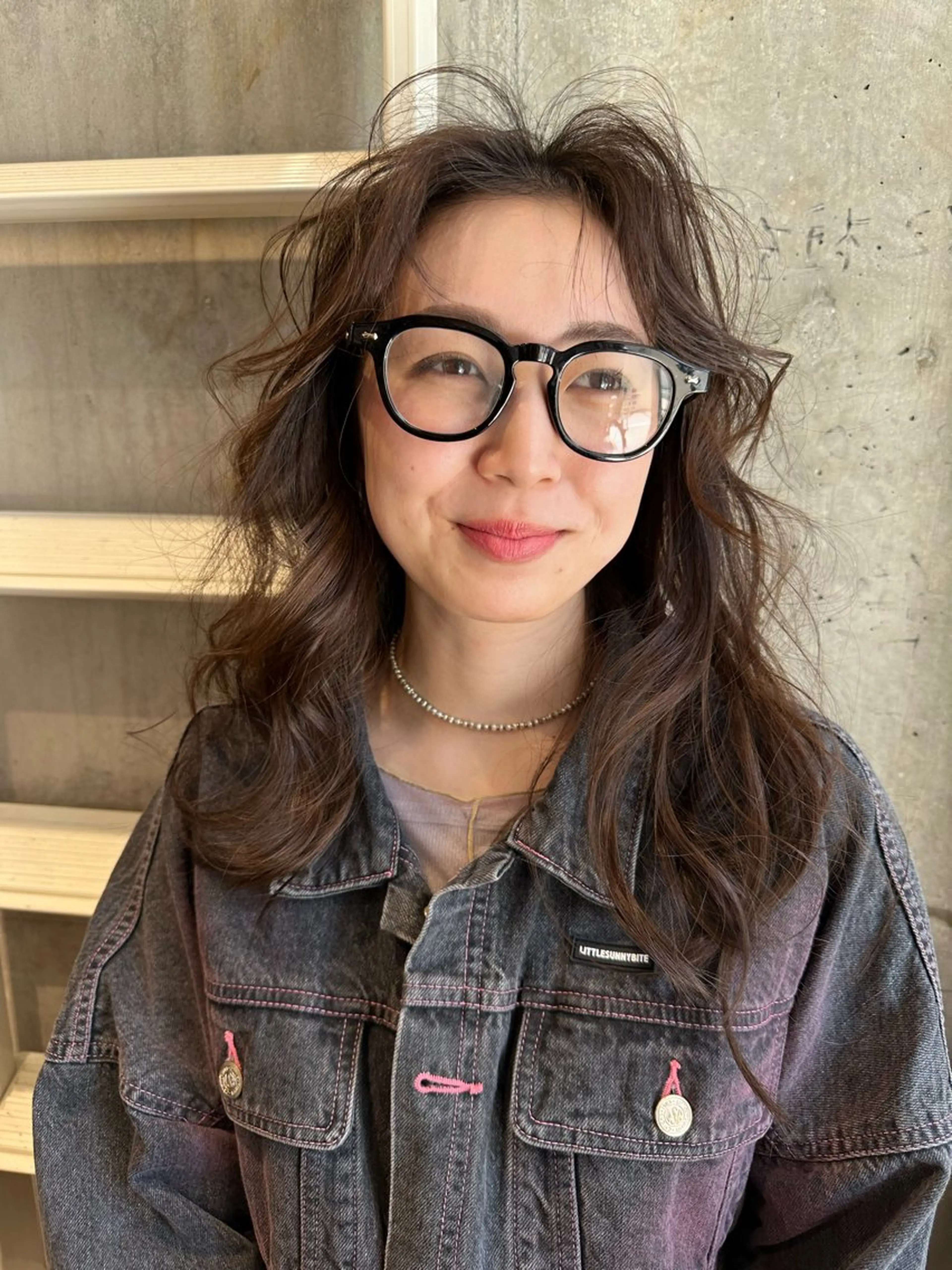 セミロング カラー パーマ 朝ラクパーマ 透明感カラー横山大樹のヘアスタイル