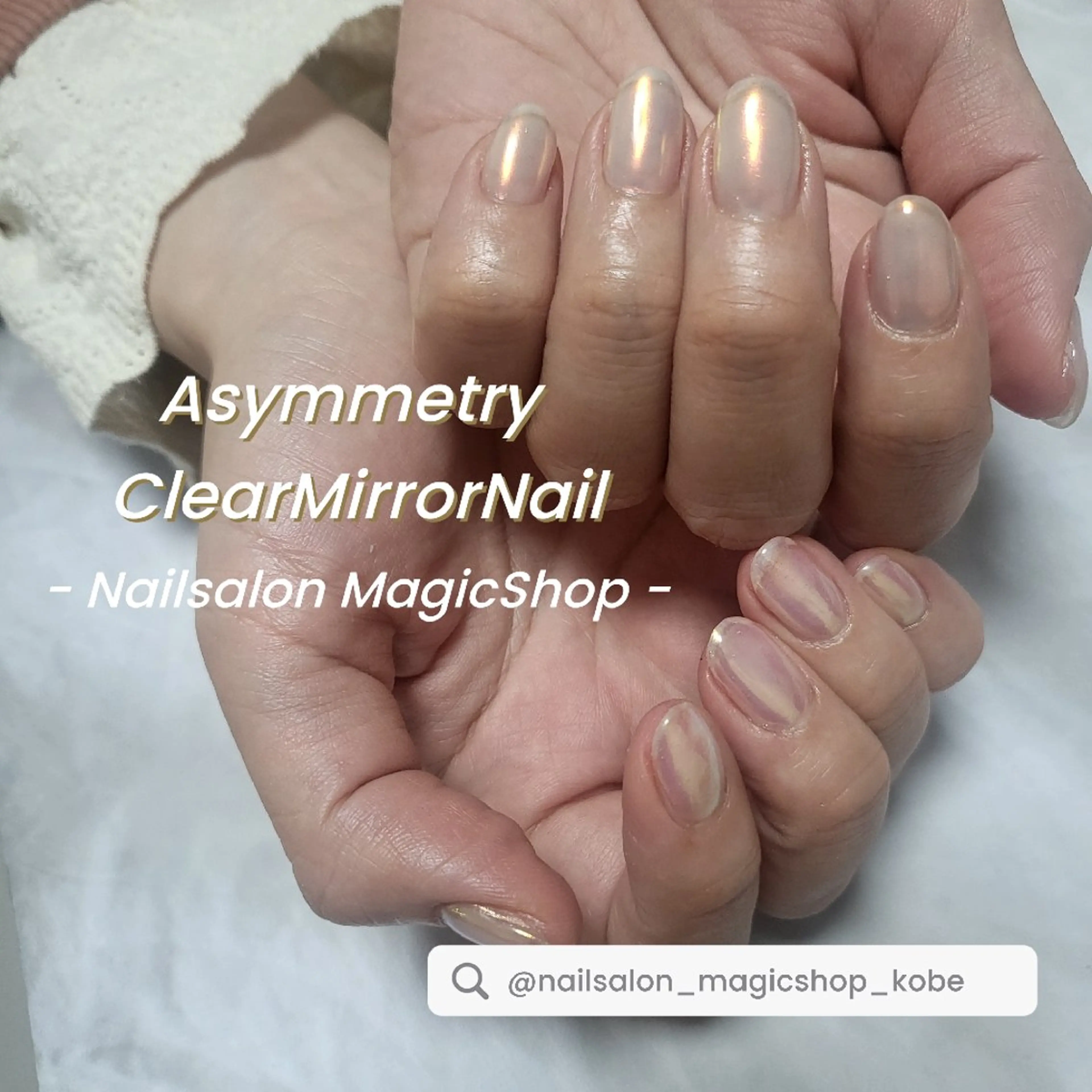 ネイル クリアネイル ジェルネイル ミラーネイル オレンジ シンプルネイル ハンドネイル Nailsalon MagicShopのネイルデザイン
