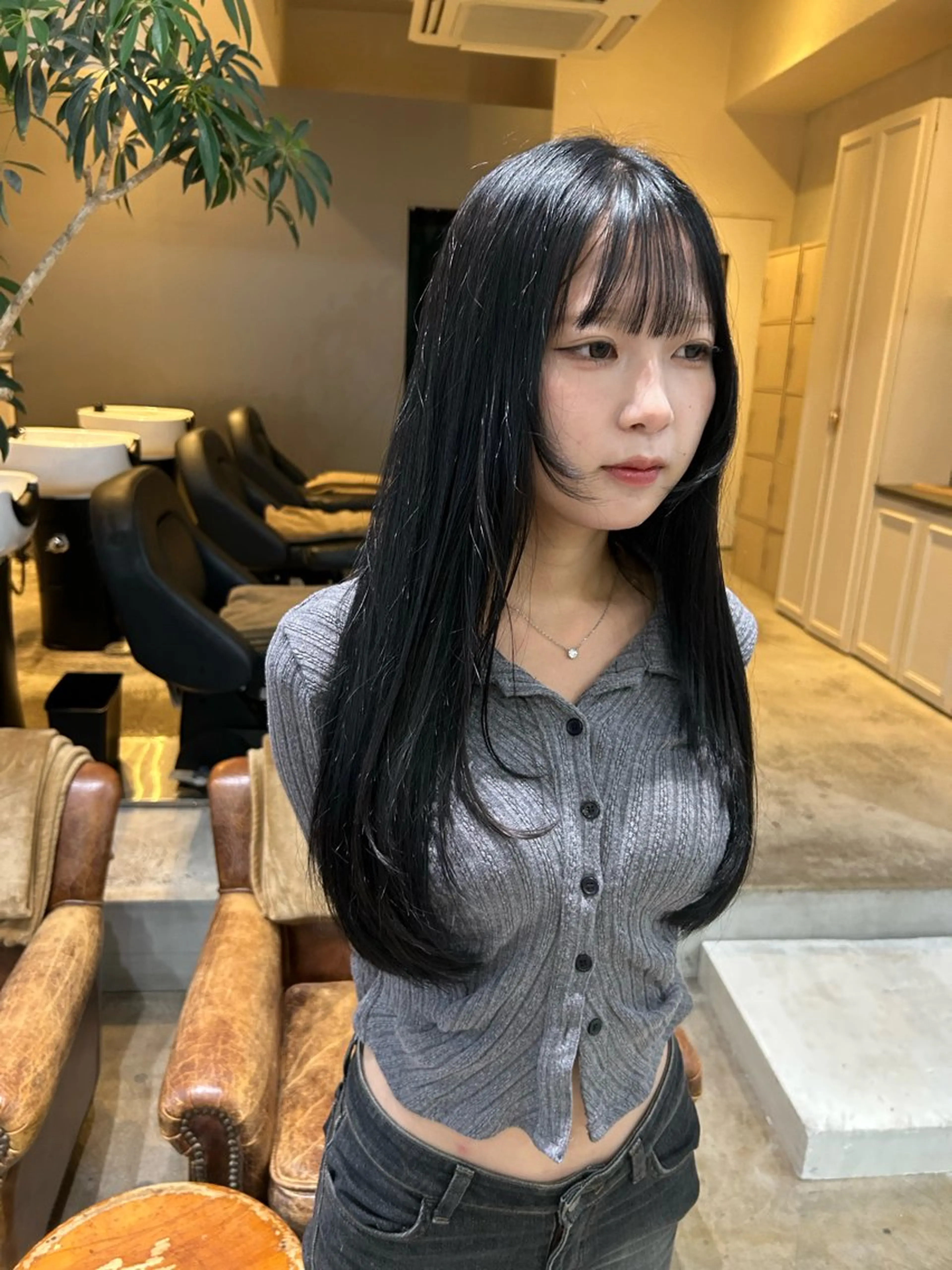 ロング カラー カット ヘアカラー トリートメント 髪質改善×ハイトーン レイヤー天神美容室のヘアスタイル