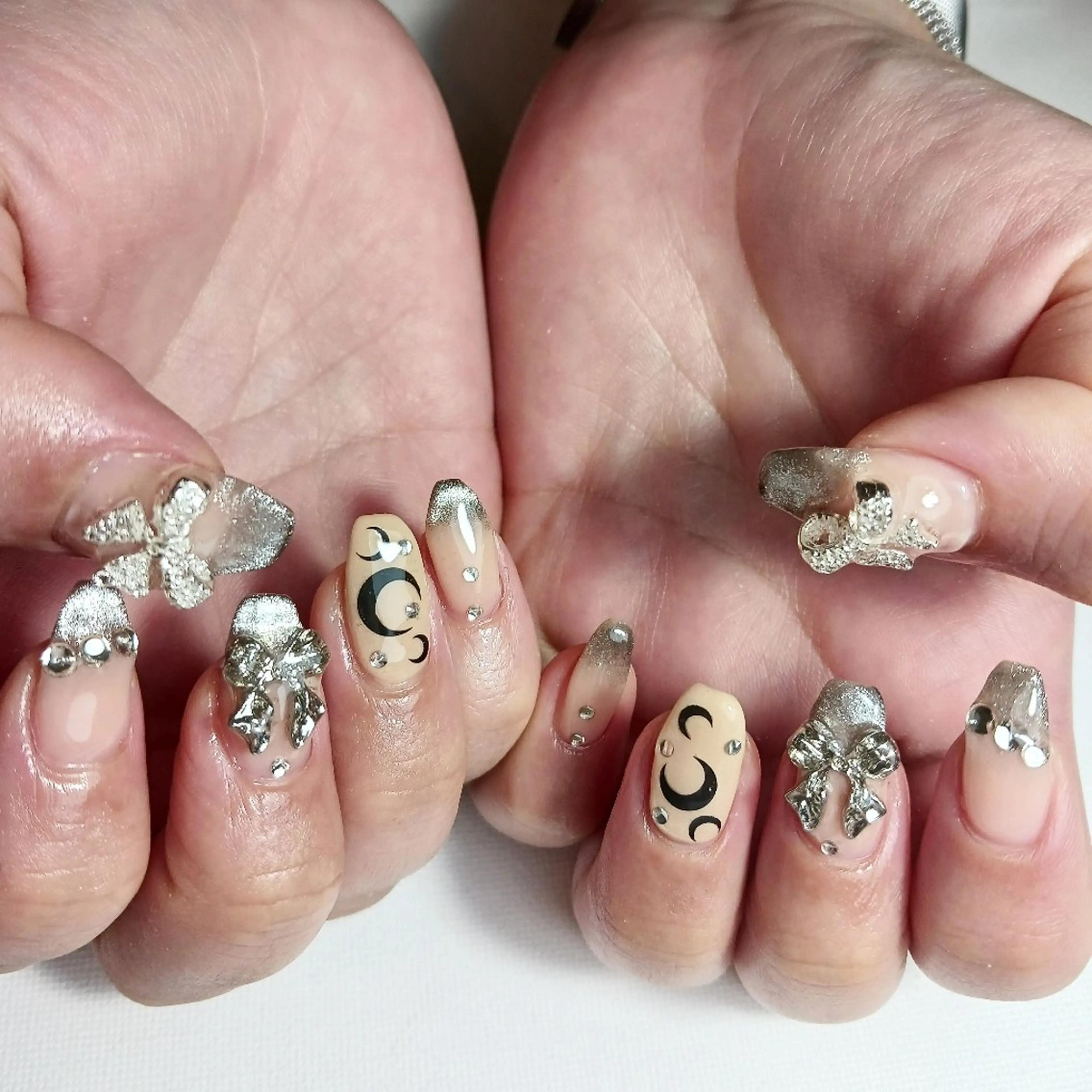 ネイル ジェルネイル 持ち込み リボン ショートネイル owlnail /持込みデザイン専門のネイルデザイン