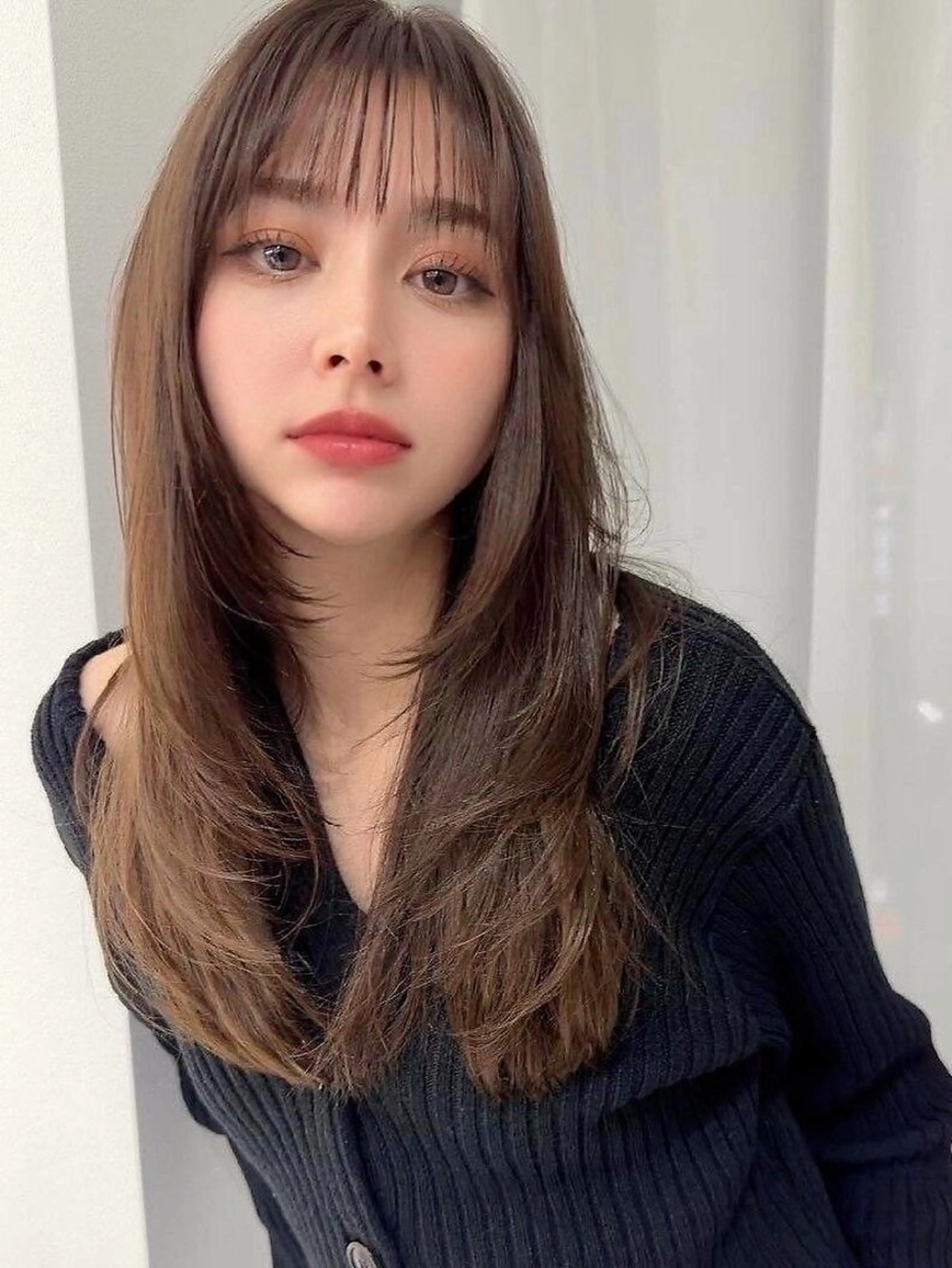 カラー セミロング イルミナカラー 顔周りカット ハイレイヤー レイヤーカット カット ヘアカラー トリートメント SOYON豊田市駅店所属・髪質改善/ 上村旺武のヘアスタイル