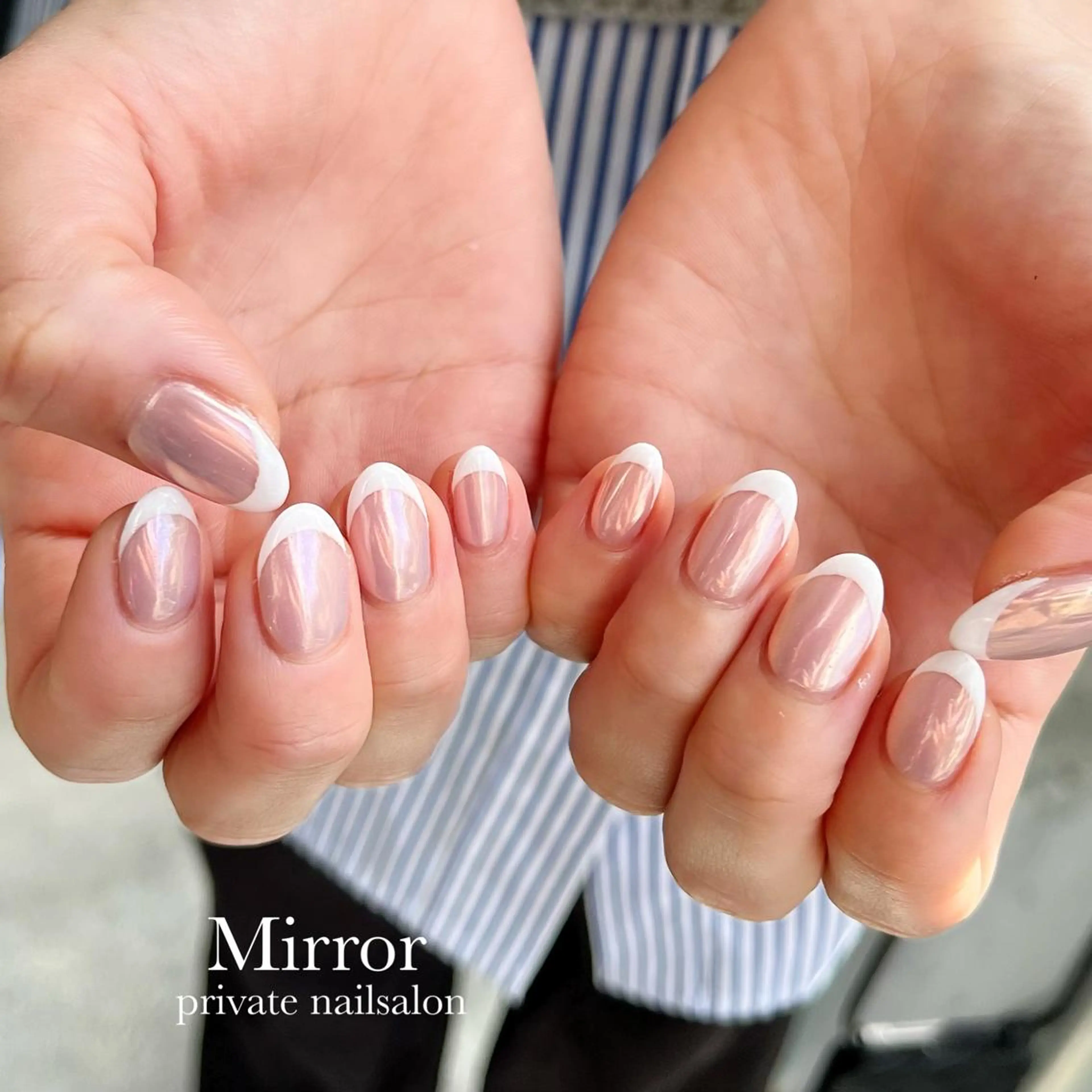 ネイル フレンチネイル ホワイト ハンドネイル nailsalon Mirrorのネイルデザイン