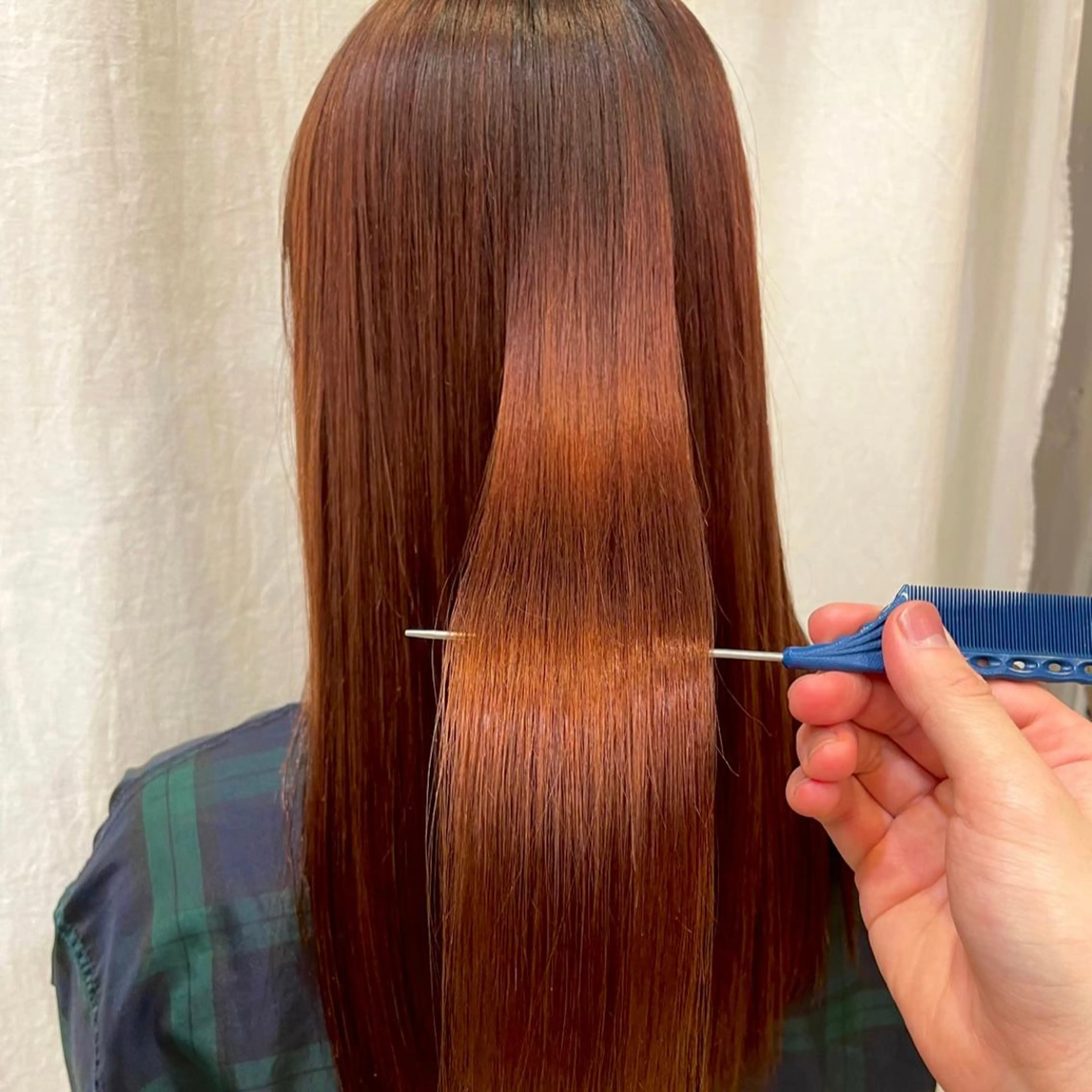 ロング 髪質改善 酸性ストレート オザキクウガ/ ブリーチ/髪質改善のヘアスタイル