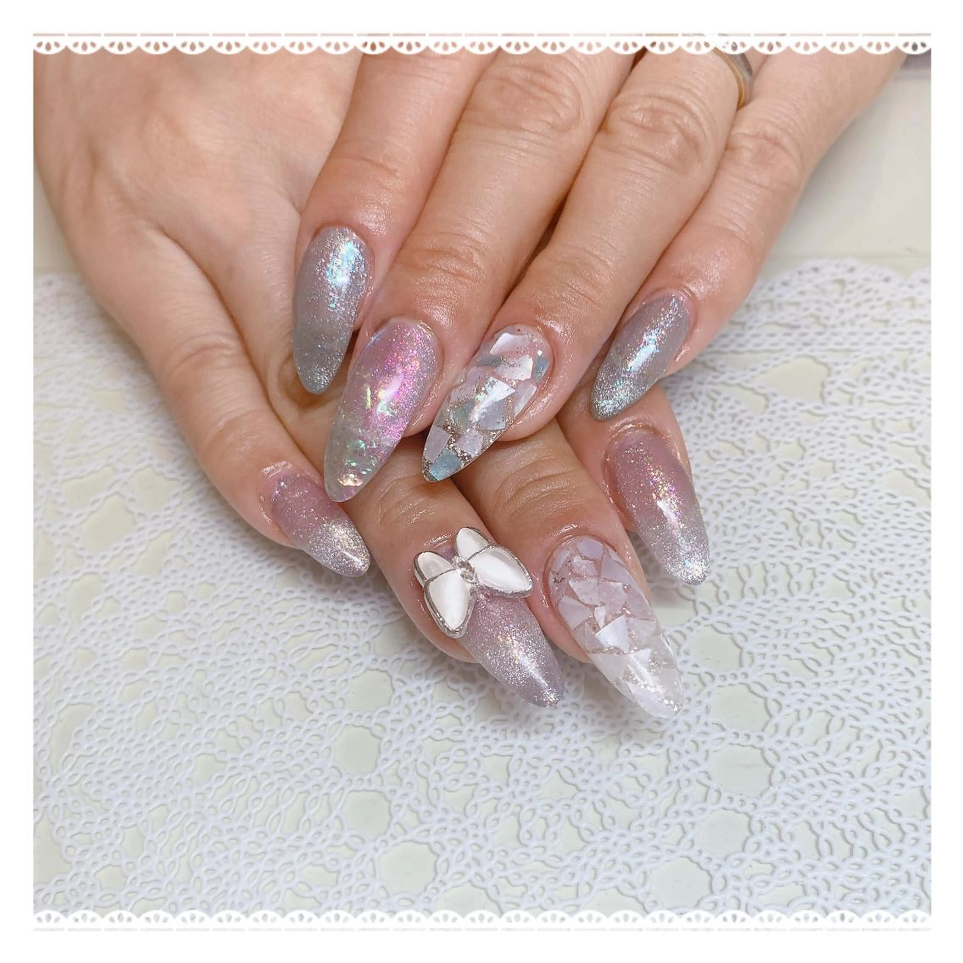 ネイル マグネットネイル シルバー 夏ネイル ｔe_ nailのネイルデザイン