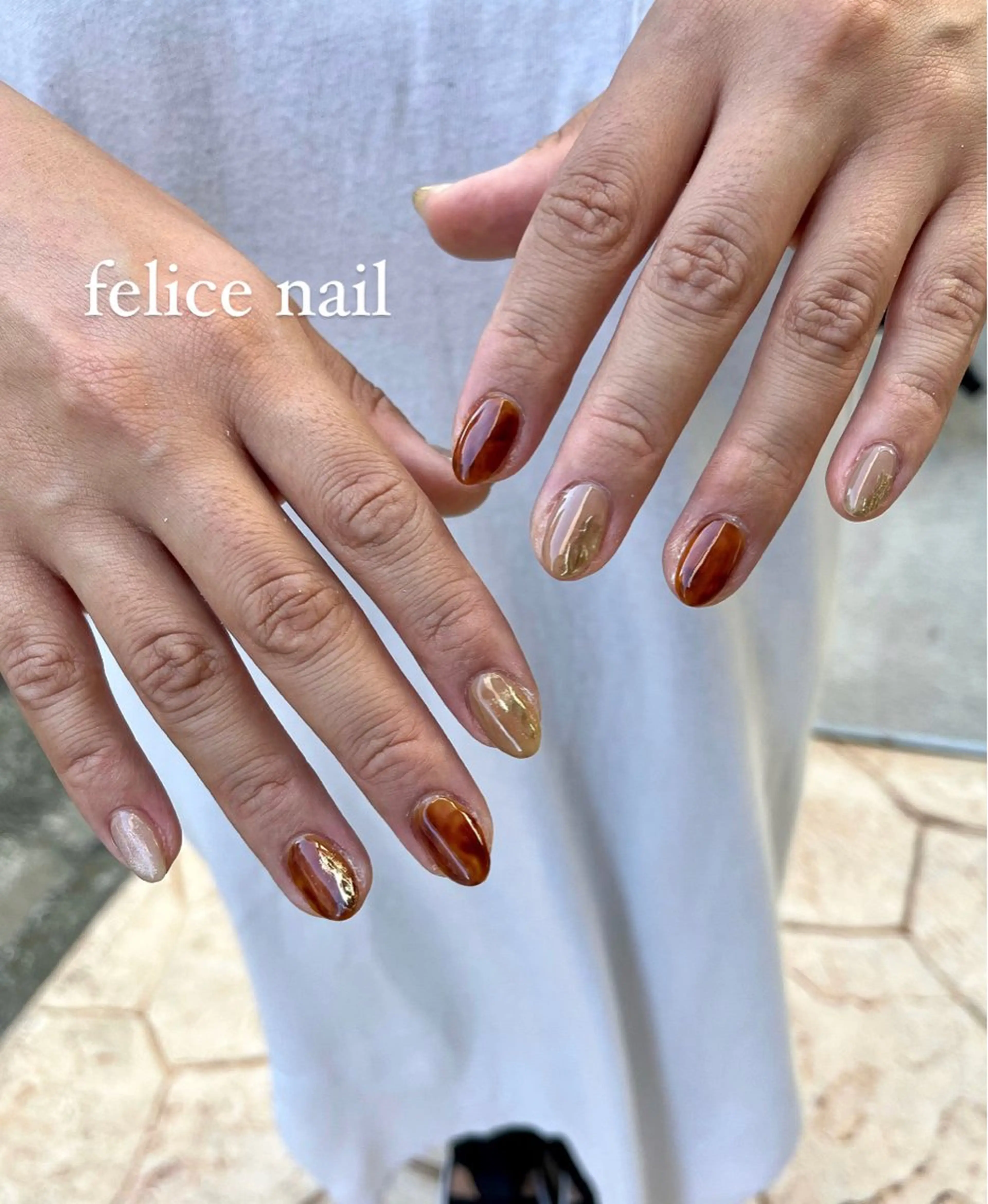 ネイル べっ甲ネイル felice nailのネイルデザイン