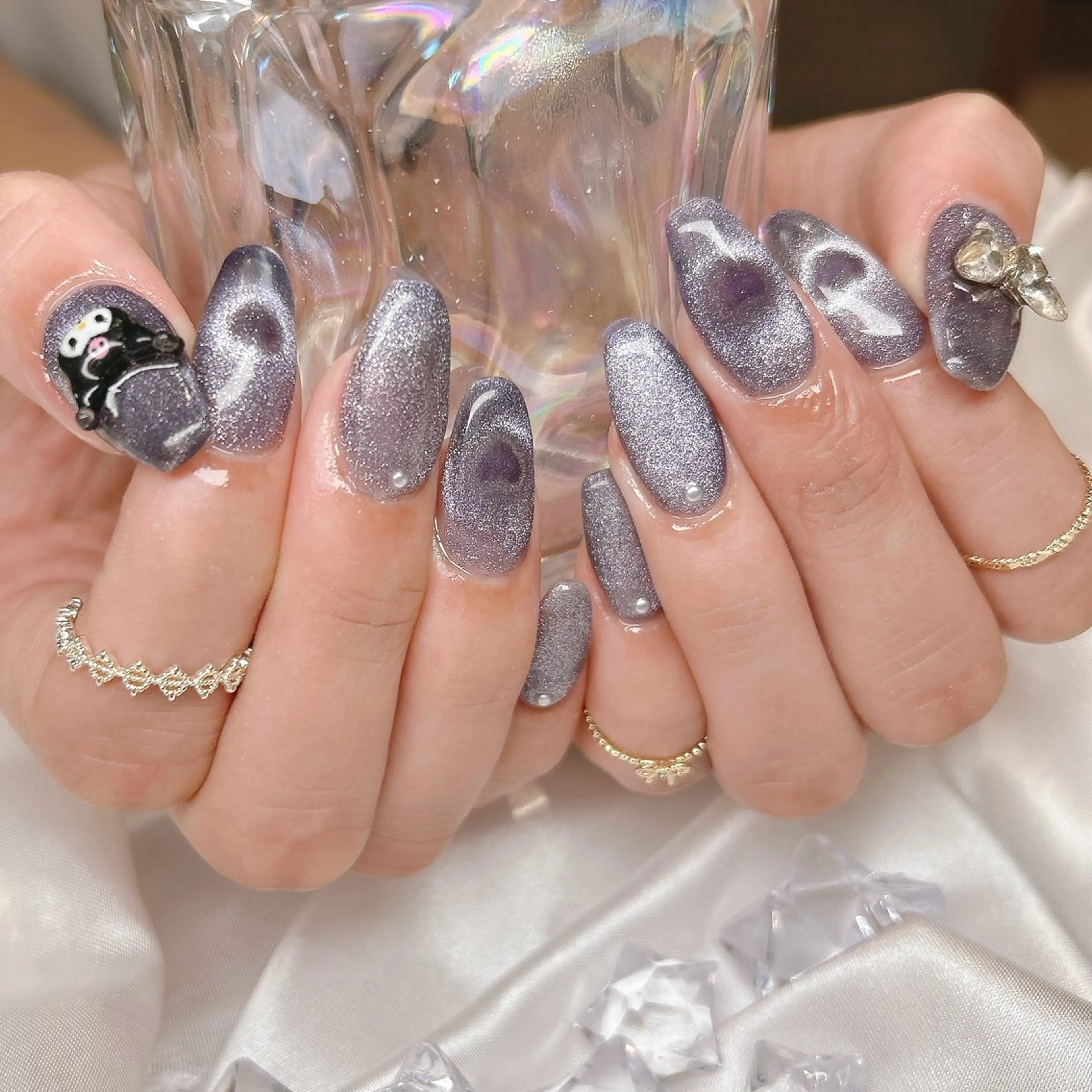 ネイル ハート マグネットネイル ハンドネイル junna のぞいてねのネイルデザイン