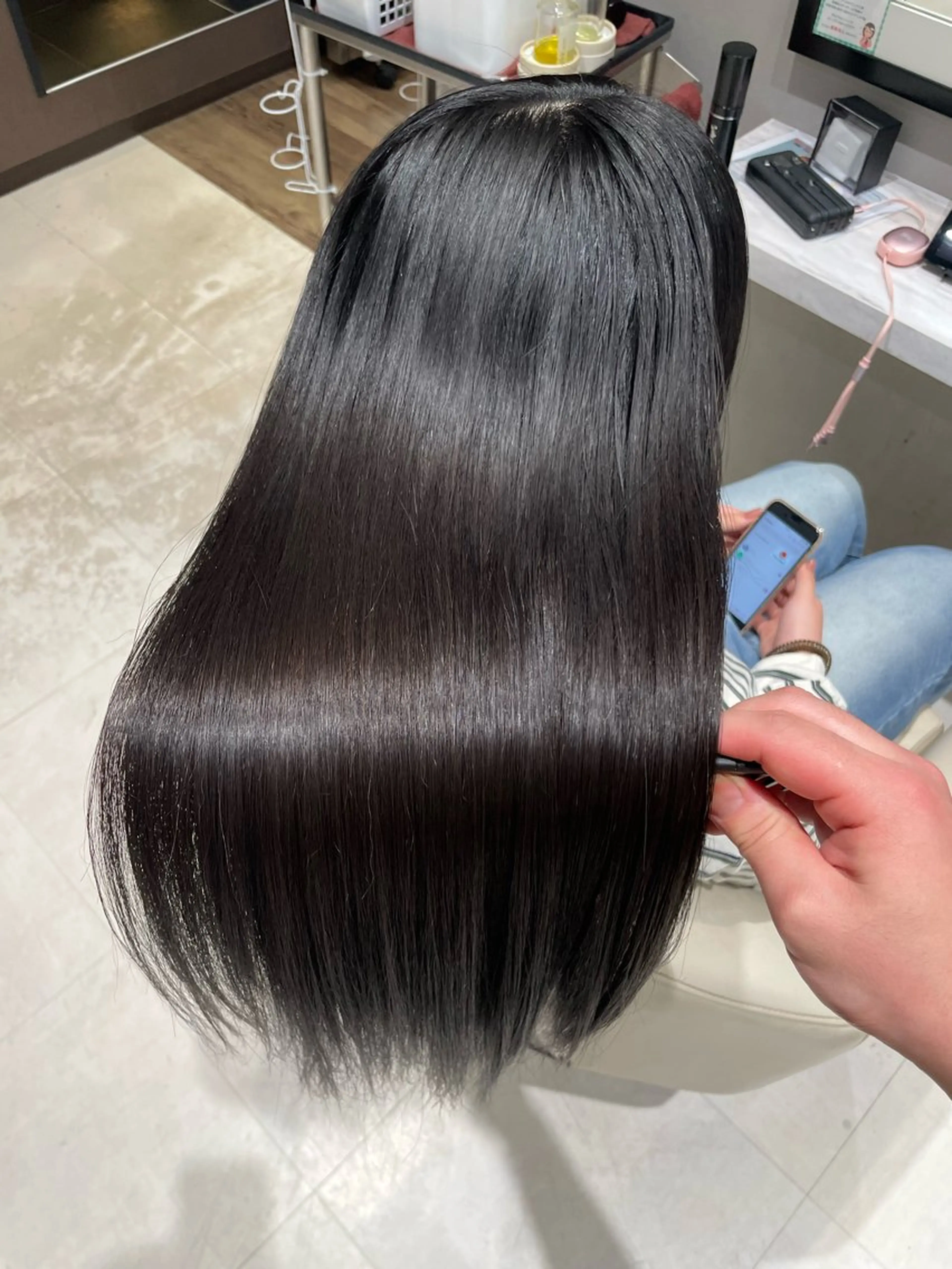 ロング パーマ 縮毛矯正 縮毛矯正 トリートメント k-twoたき✨艶感 カラー／美髪矯正のヘアスタイル