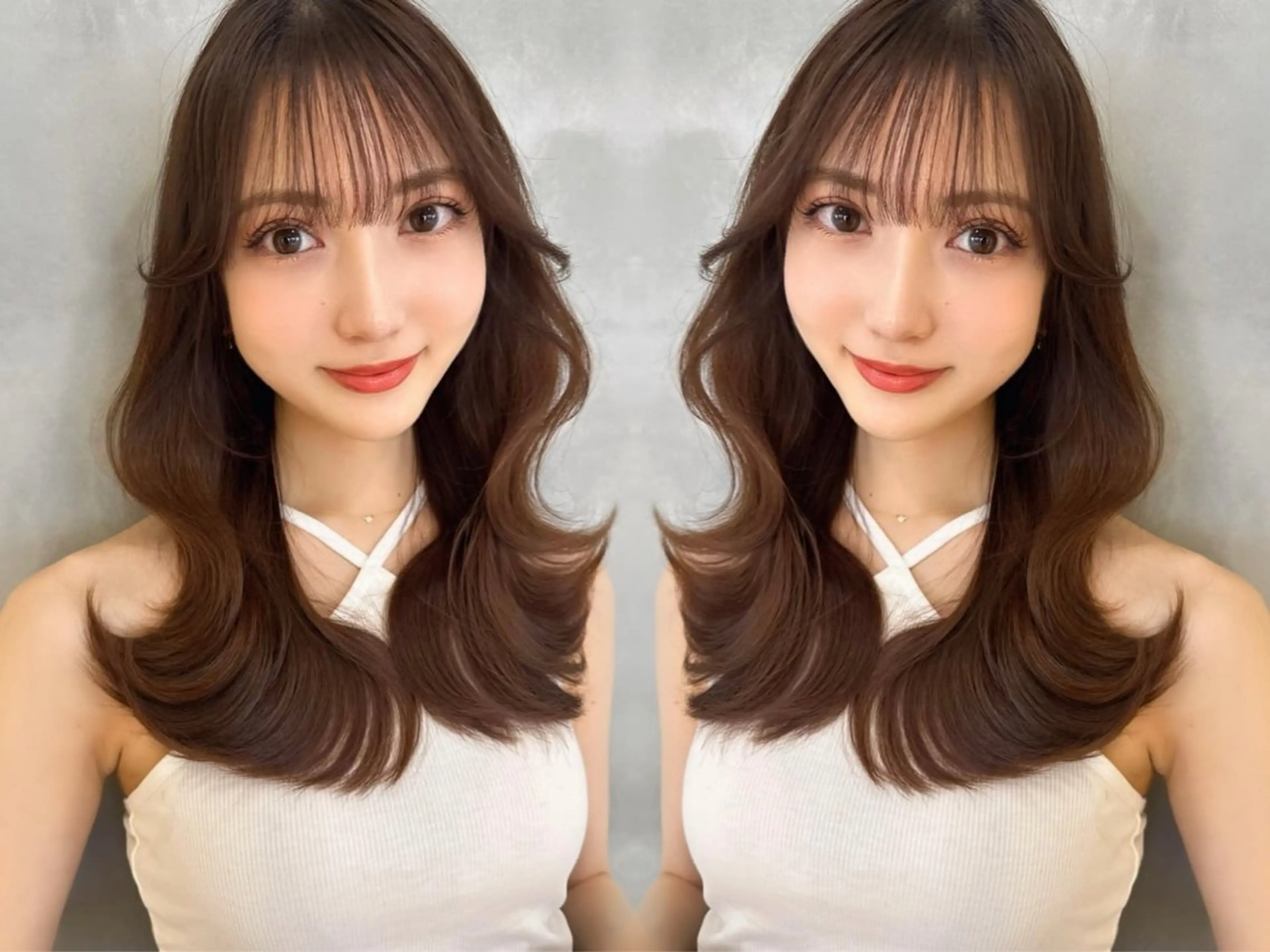 ミディアム カラー くびれヘア 韓国風ヘア くびれレイヤー レイヤーカット シースルーバング カット ヘアカラー トリートメント ショート/ボブ 岡田洸太のヘアスタイル