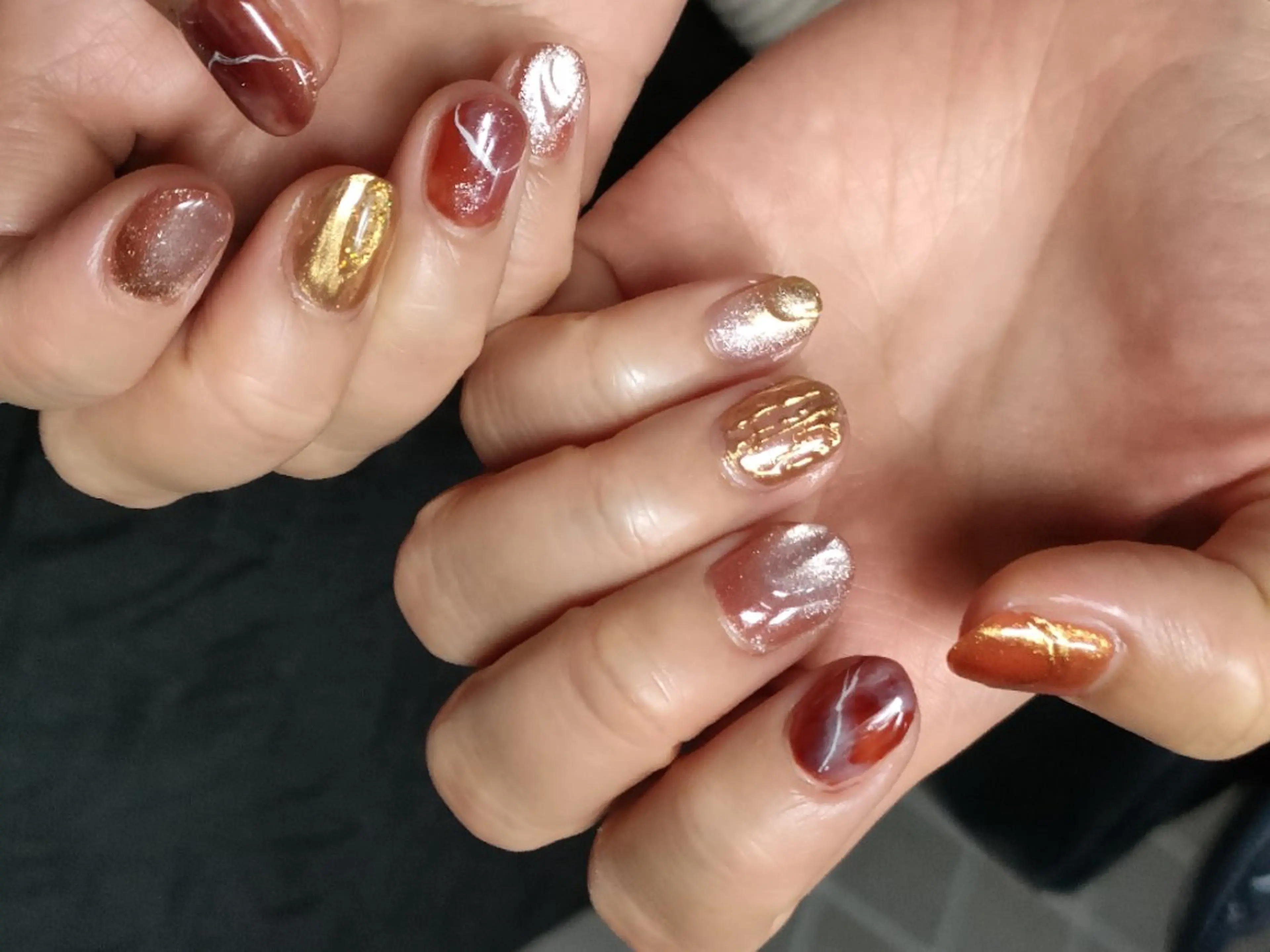 ネイル ゴールド オレンジ oir. nailsalonのネイルデザイン