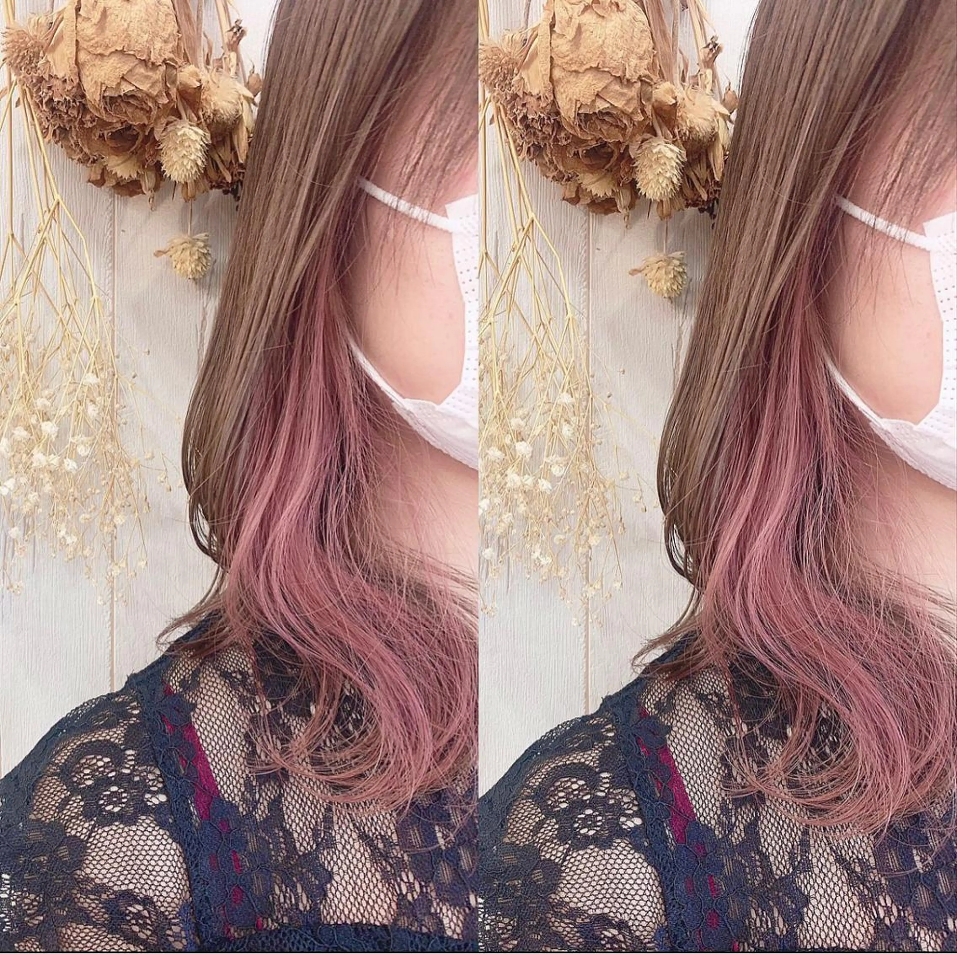 ❤︎ インナーカラー／ピンクベージュ❤︎ ケアブリーチ　　　　🌈割引🌈の写真