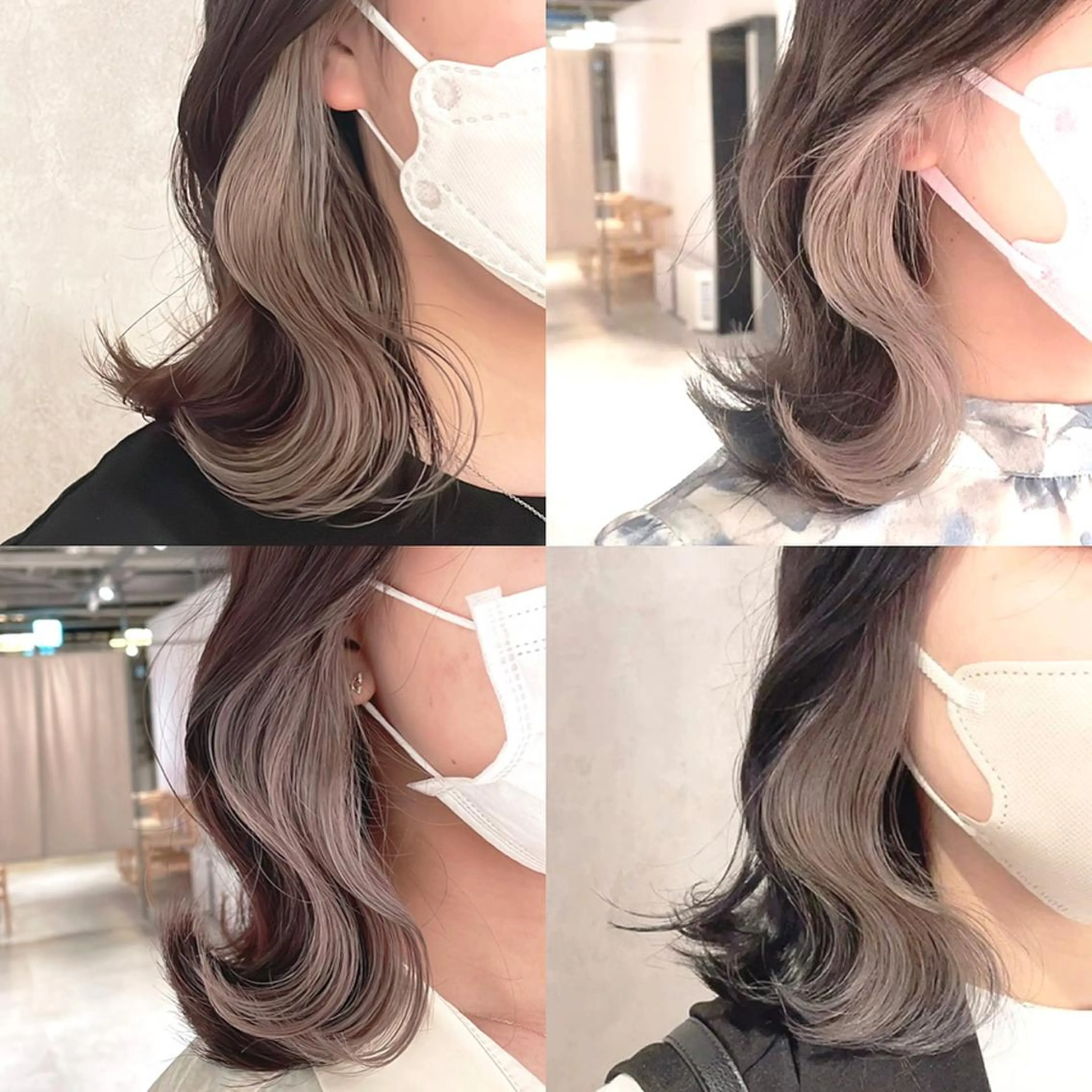 カラー ブリーチ グレージュ ミルクティーグレージュ ヘアカラー トリートメント 渋谷:インナーカラー ／🍒エリカ🍒のヘアスタイル