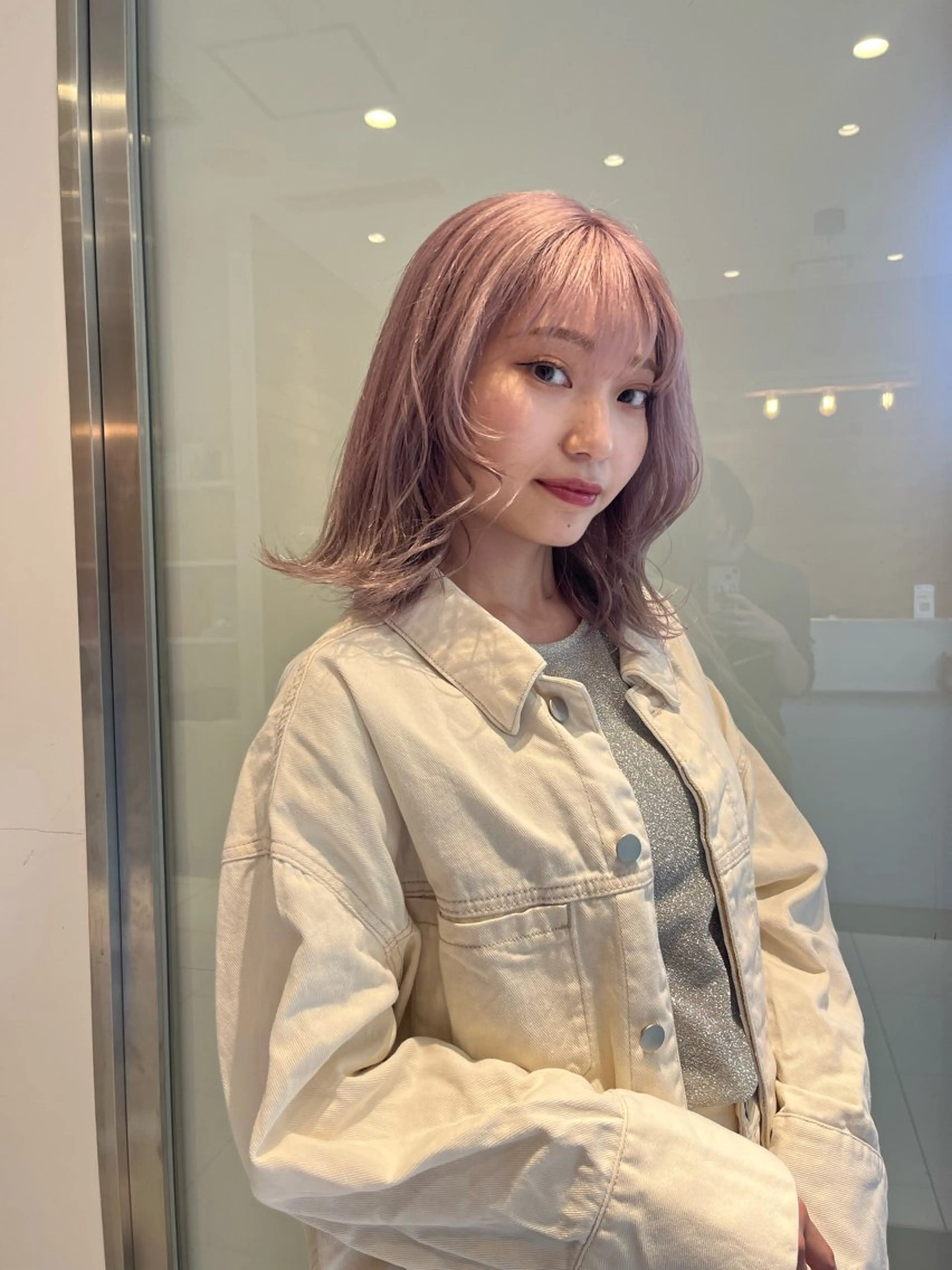 カラー ベージュカラー ブリーチ 透明感カラー ピンクカラー ピンクベージュ sabo ladies salon所属・ヨシカ/透明感カラー 酸性ストレートのヘアスタイル