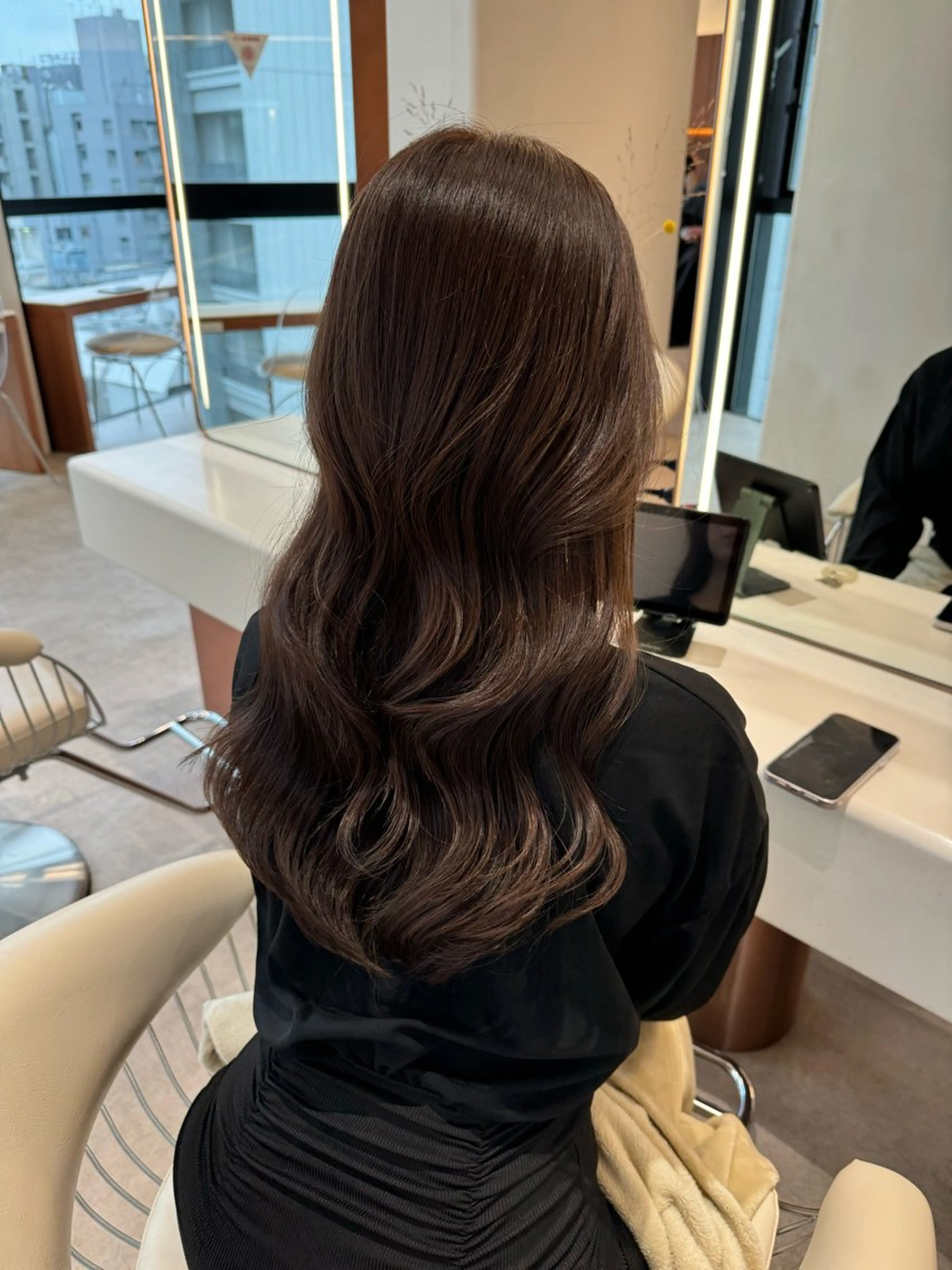 ロング カラー ブラウンカラー チョコレートブラウン 透明感カラー 韓国風ヘア レイヤーカット カット ヘアカラー トリートメント ヘアセット 韓国レイヤー🇰🇷 韓国研修◎渋谷カイトのヘアスタイル