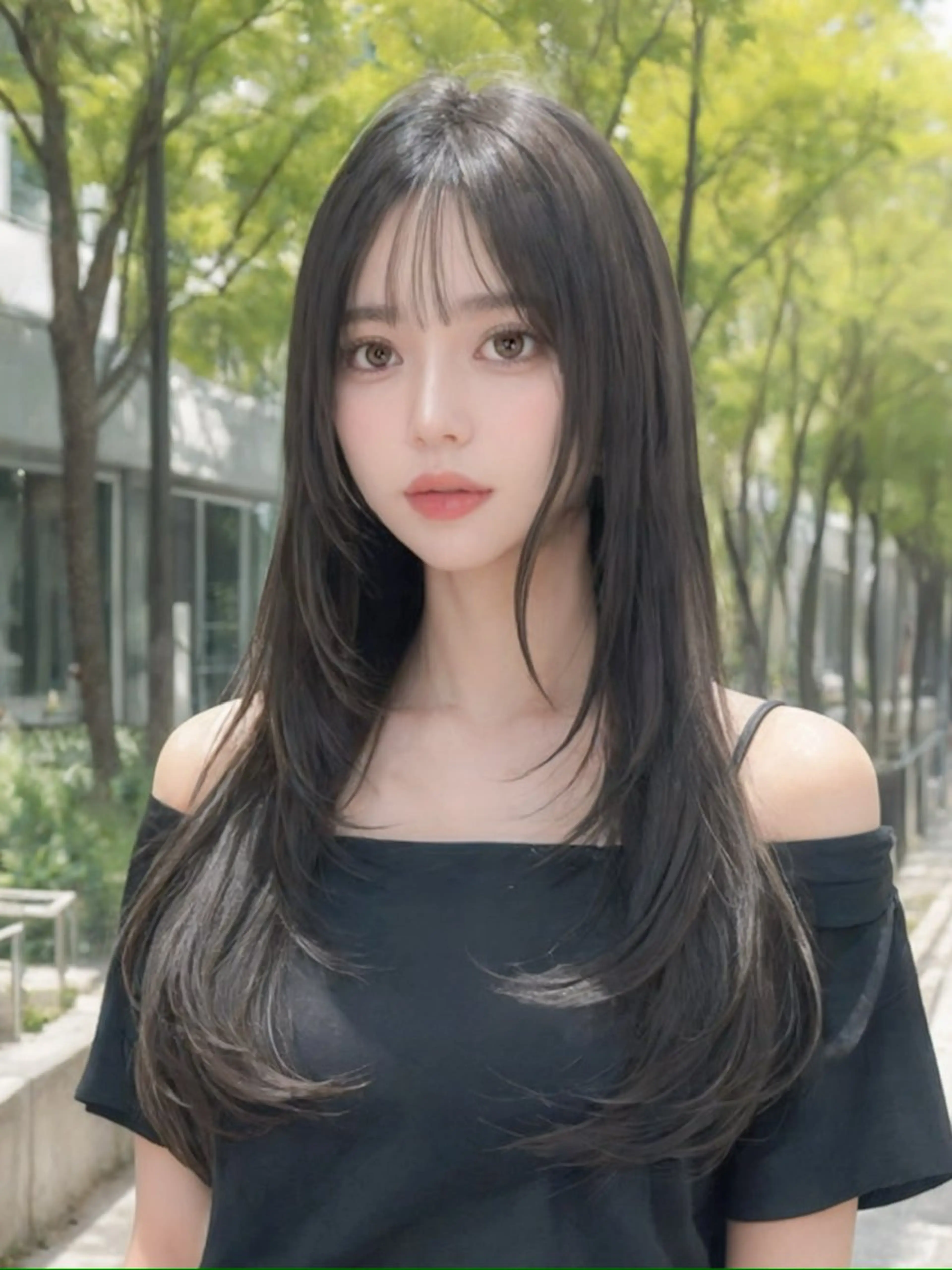 ロング 韓国風ヘア レイヤーカット 神戸でブリーチなら puty/レイヤーのヘアスタイル