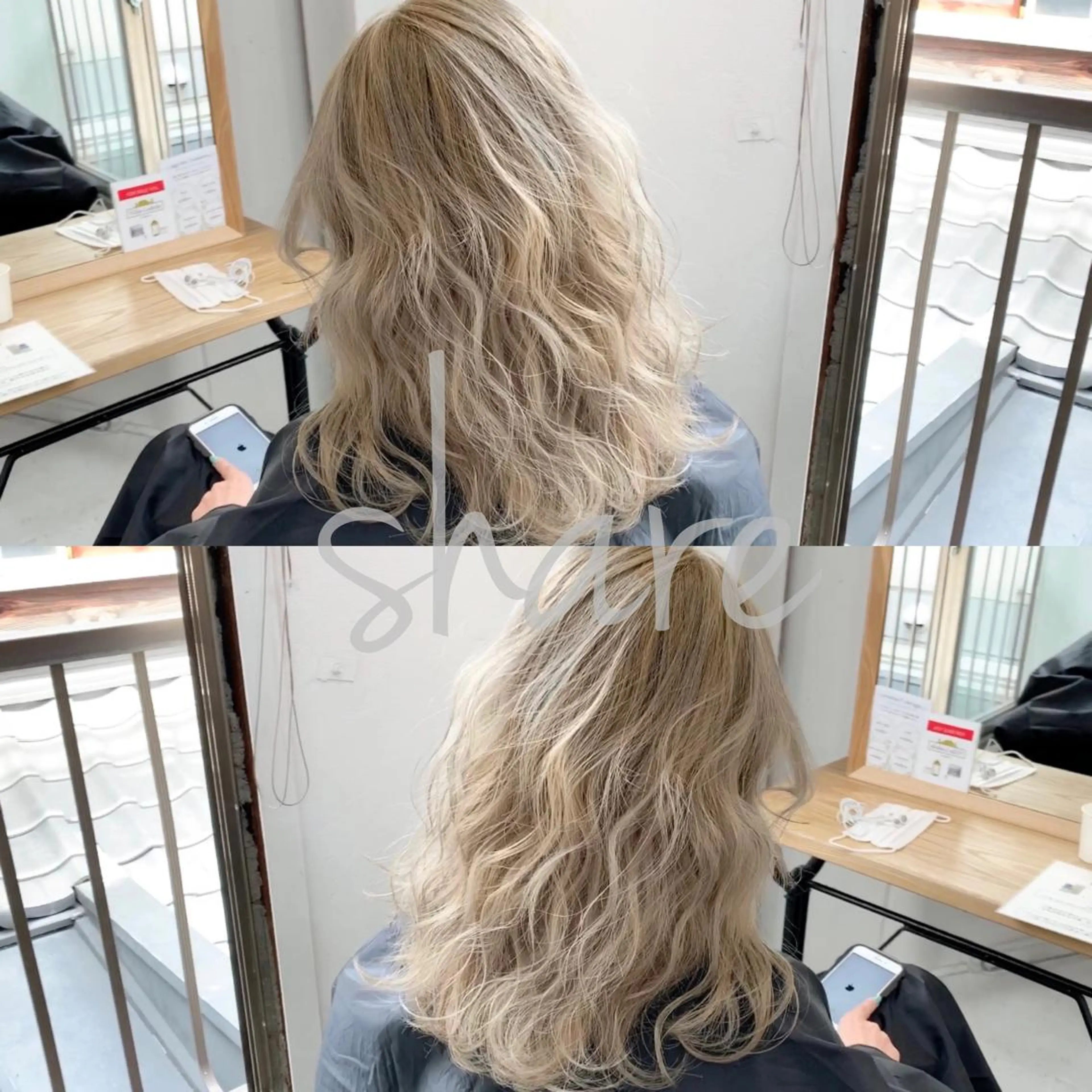 ミディアム カラー ヘアアレンジ ネイル マツエク・マツパ ブロンド ブリーチ特化 / share 元太のヘアスタイル