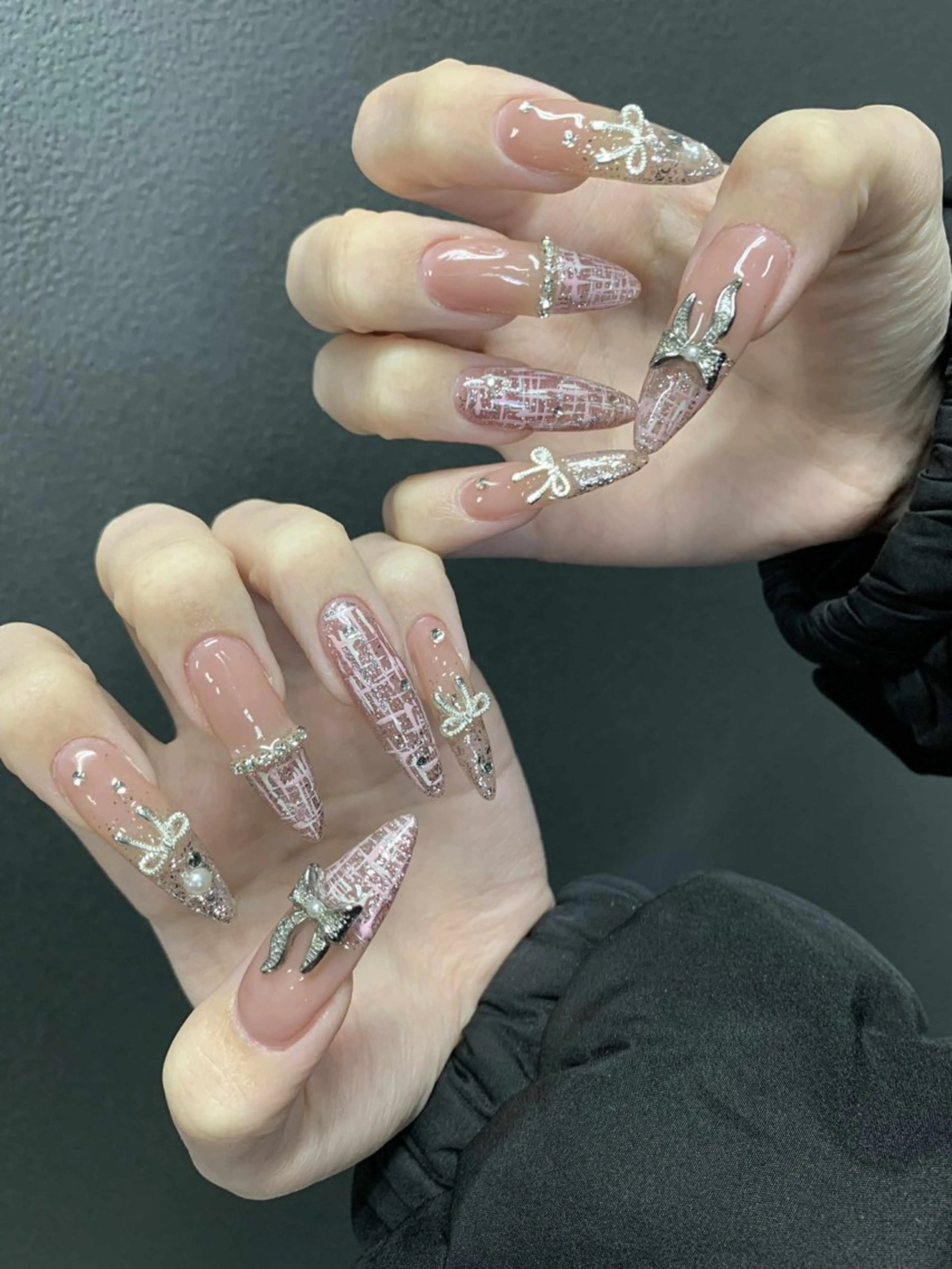 ネイル 韓国ネイル 持ち込み ニュアンスネイル ネイルチップ 冬ネイル RINN ANA.CHUOのネイルデザイン