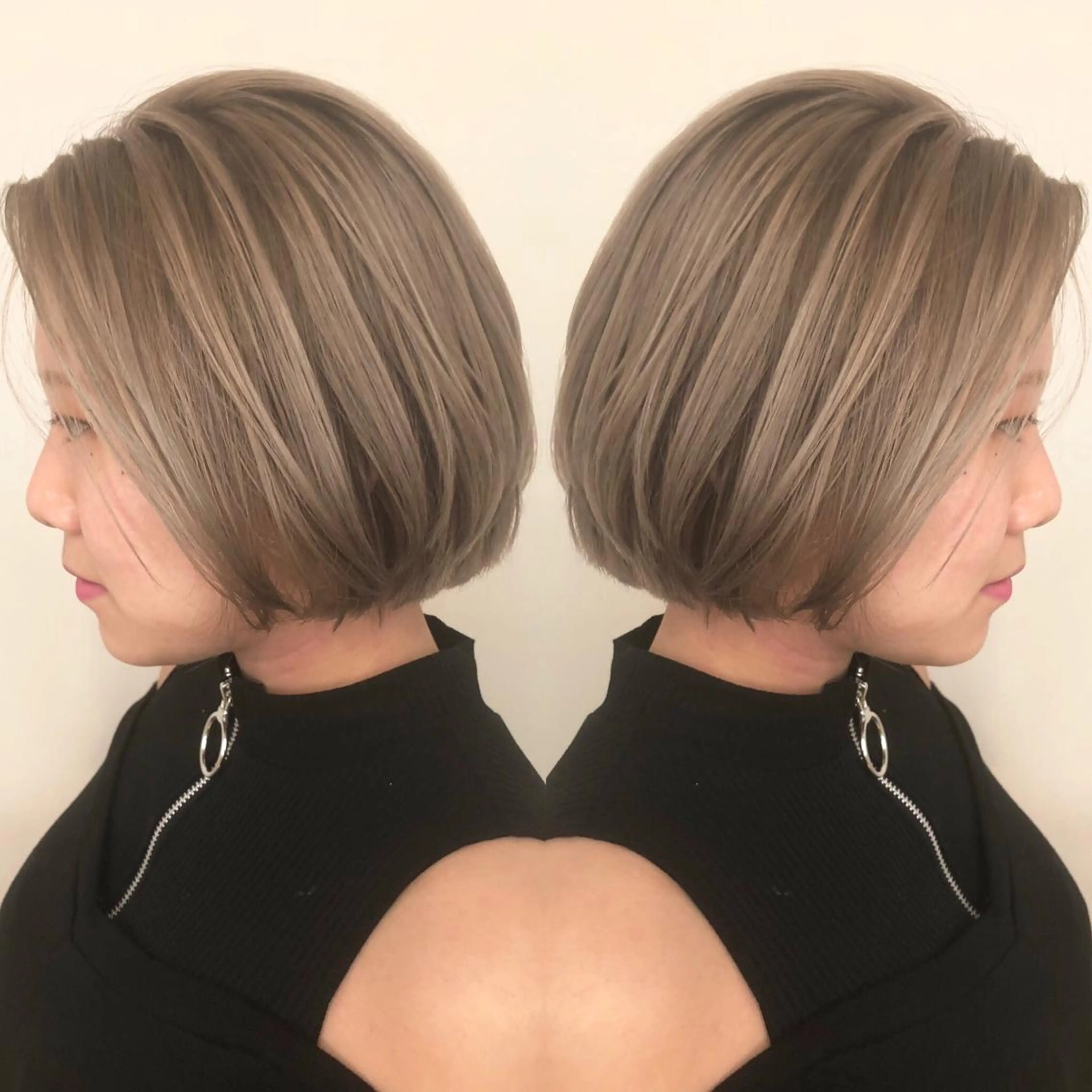 ショート カラー ベージュカラー ミルクティーベージュ 竹内啓太 ボブのヘアスタイル