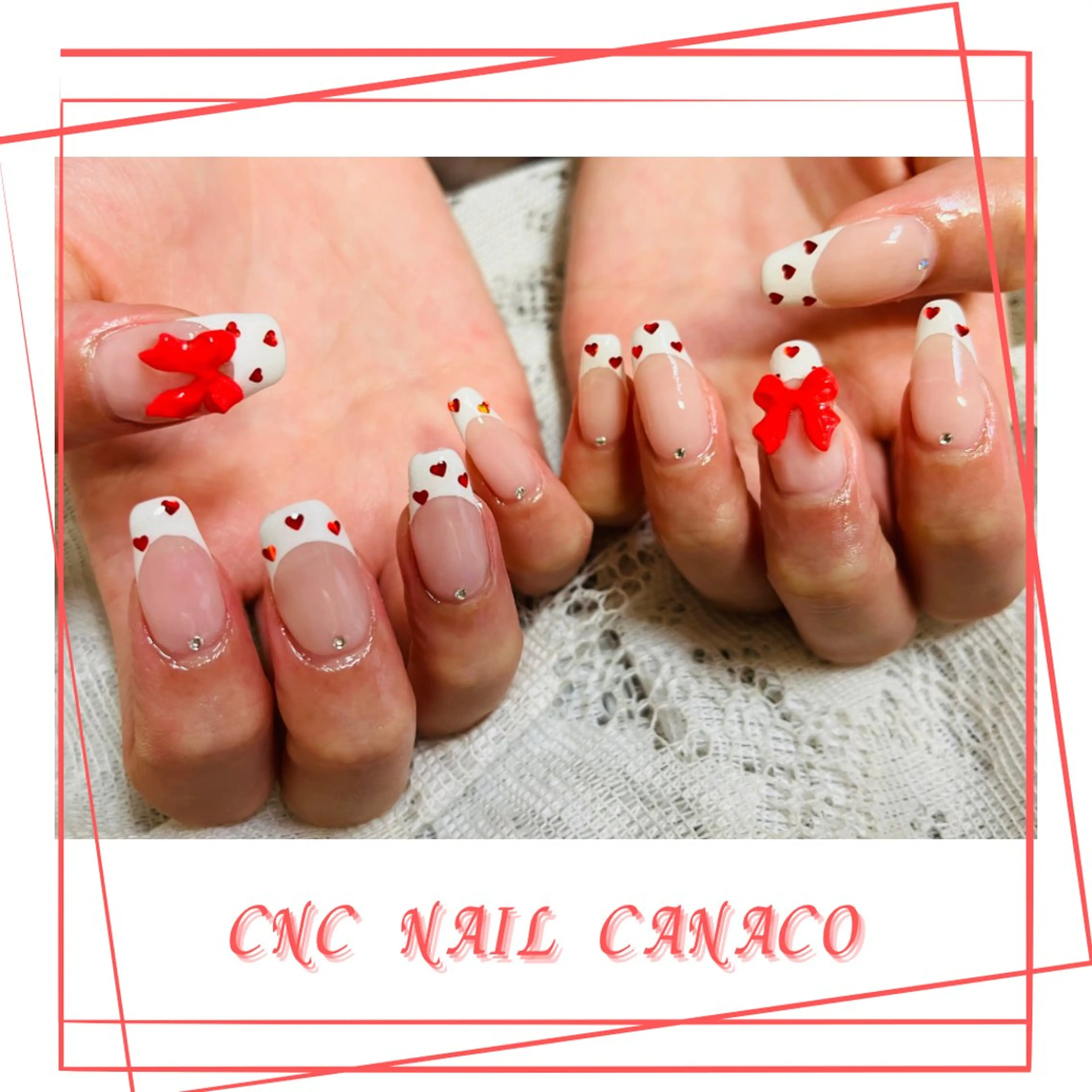 ネイル アートネイル フレンチネイル ガーリー ハート メンズネイル ハンドネイル ハンドケア Felice所属・ベテランネイル cnc  nailのネイルデザイン