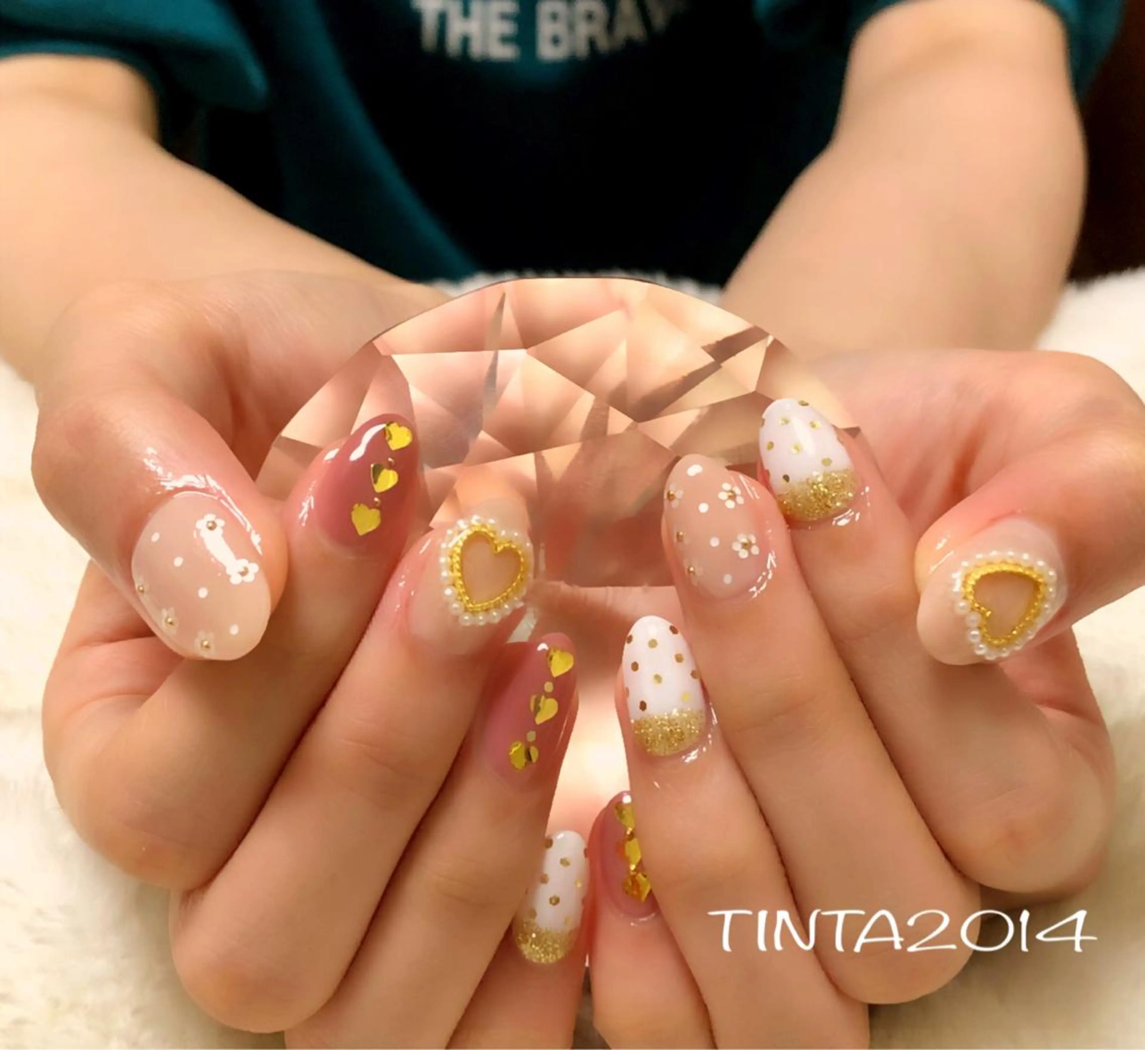 ネイル フラワーネイル ハート ネイルサロン ティンタ所属・馬場 典子のネイルデザイン