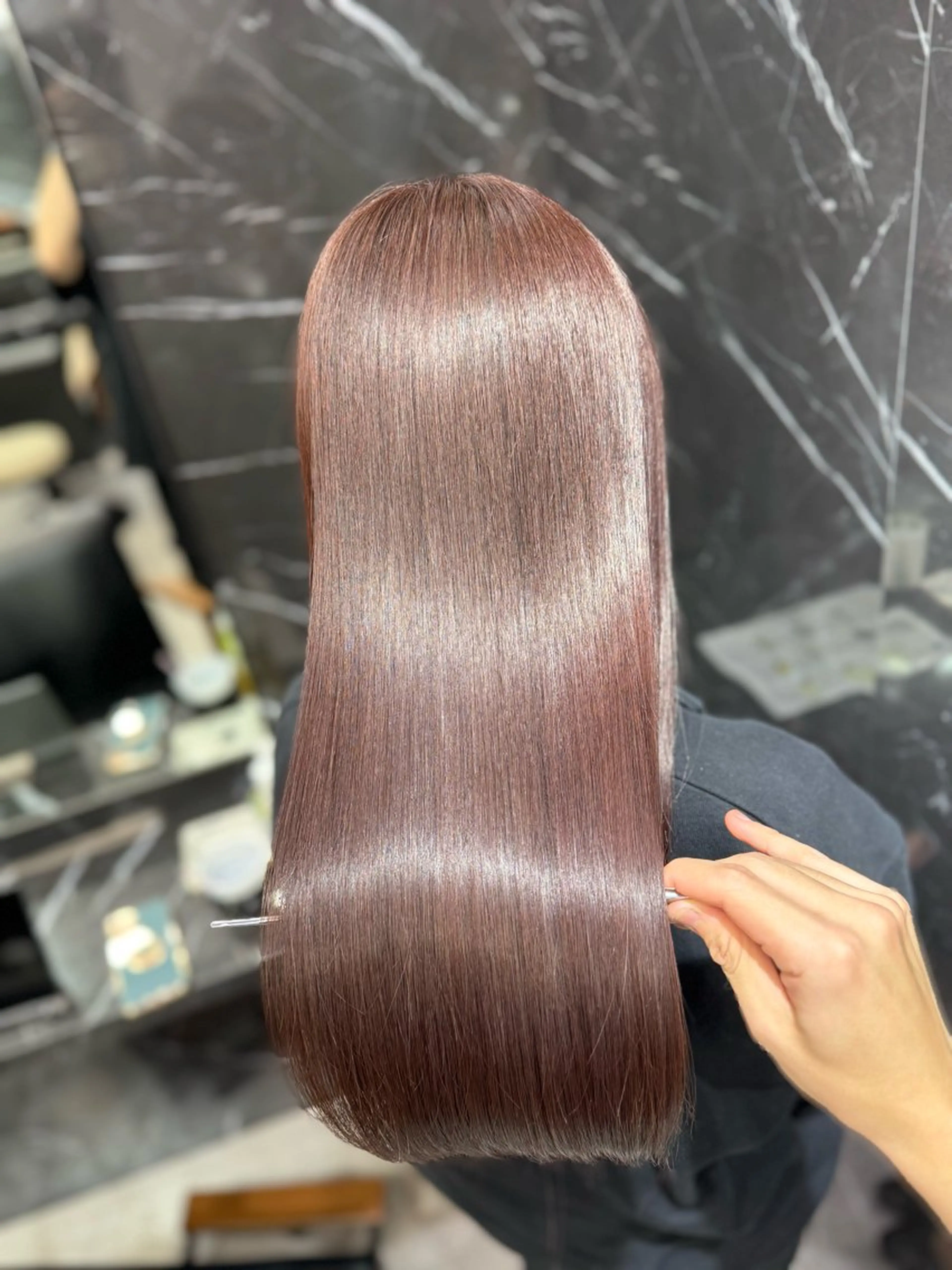 ロング ヘアカラー トリートメント JIN|乾かしただけ 美髪矯正本格髪質改善のヘアスタイル