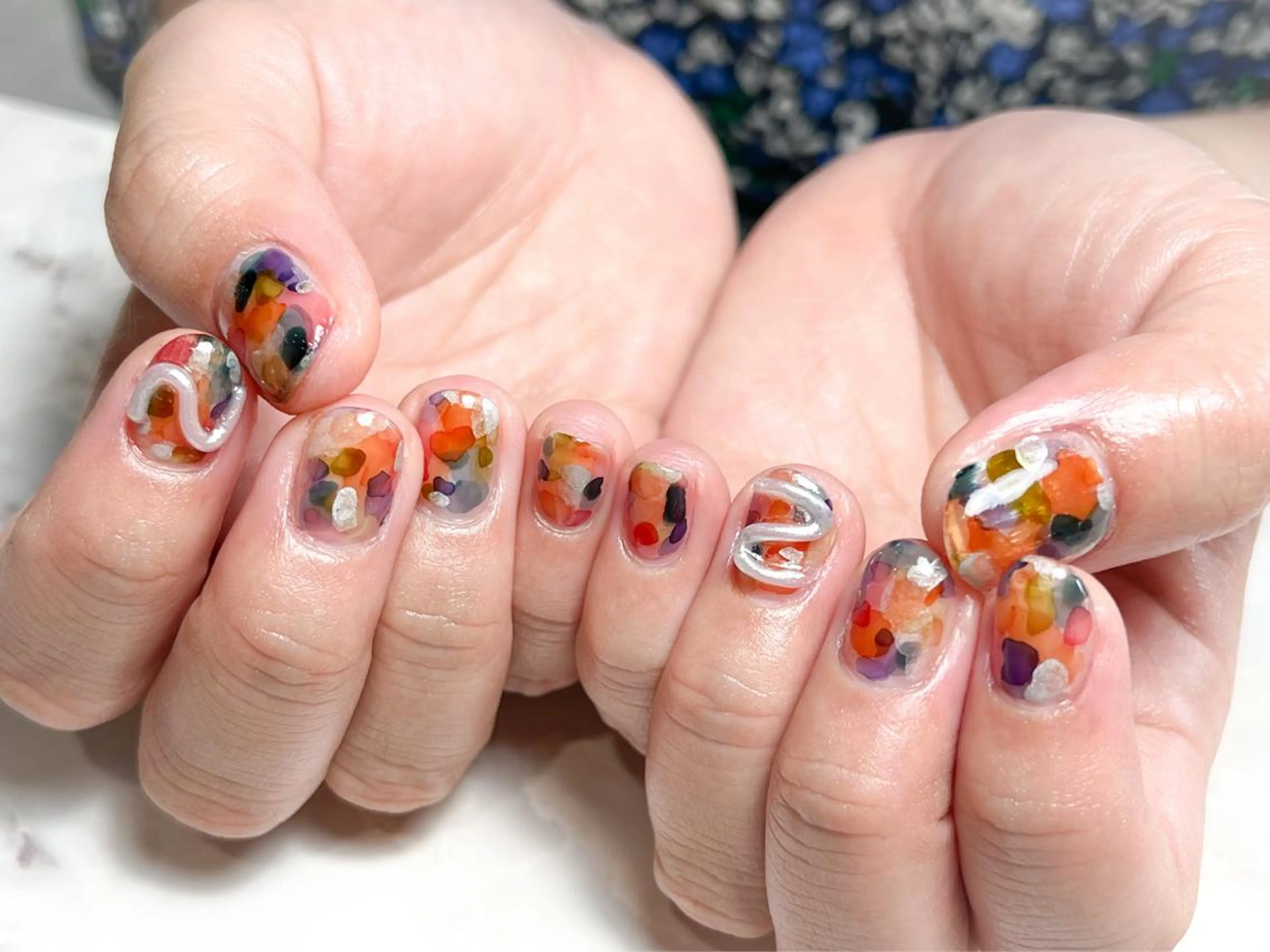 ネイル オレンジ ハンドネイル gemme NAIL&EYELASH所属・gemme🌿‬ YUIのマツエク・マツパデザイン