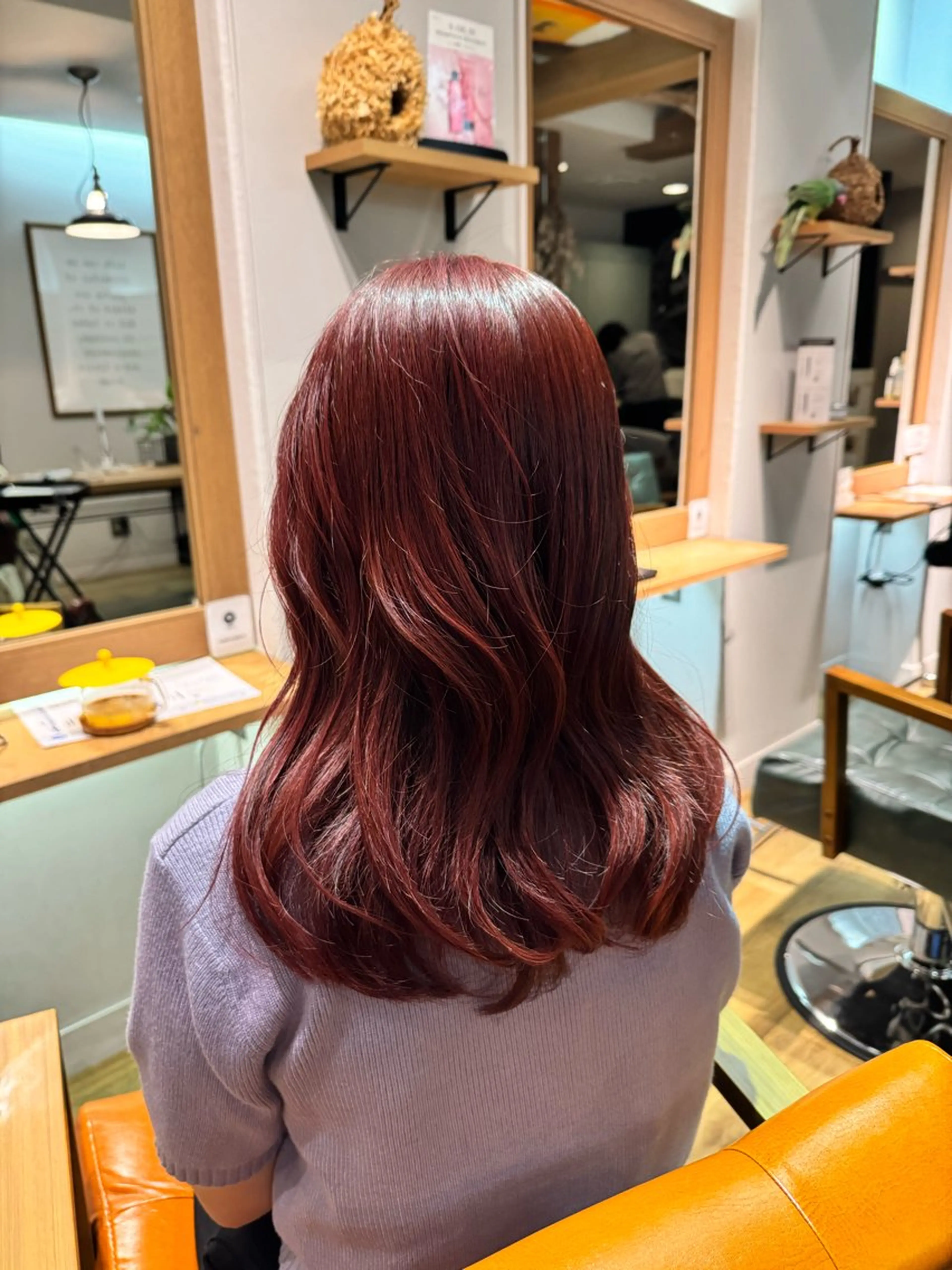 ロング カラー ボルドーカラー ヘアカラー トリートメント ツキダテ ユイのヘアスタイル