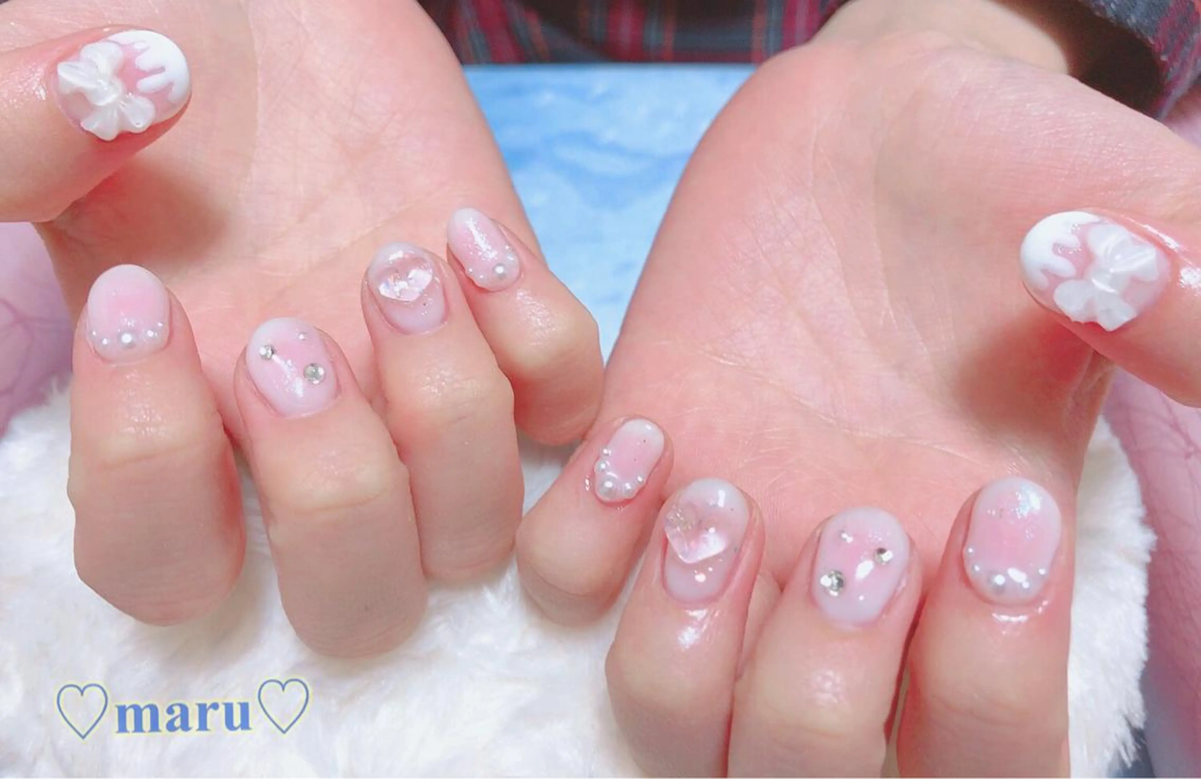 ネイル リボン ハンドネイル フットネイル まるみ ♡のネイルデザイン