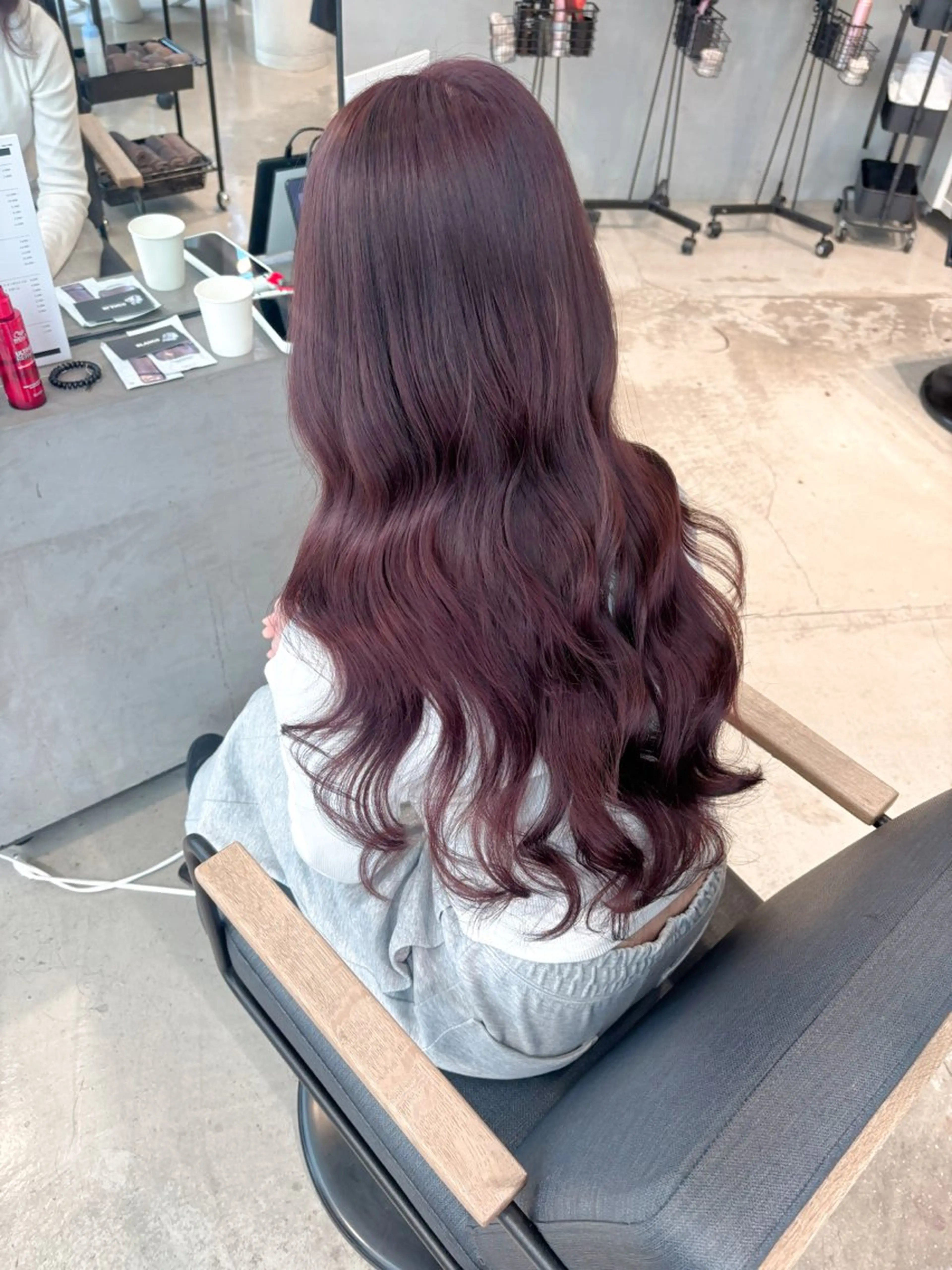 セミロング ピンクラベンダー カット ヘアカラー トリートメント yui/ラベンダー/ ピンク/ワインレッドのヘアスタイル