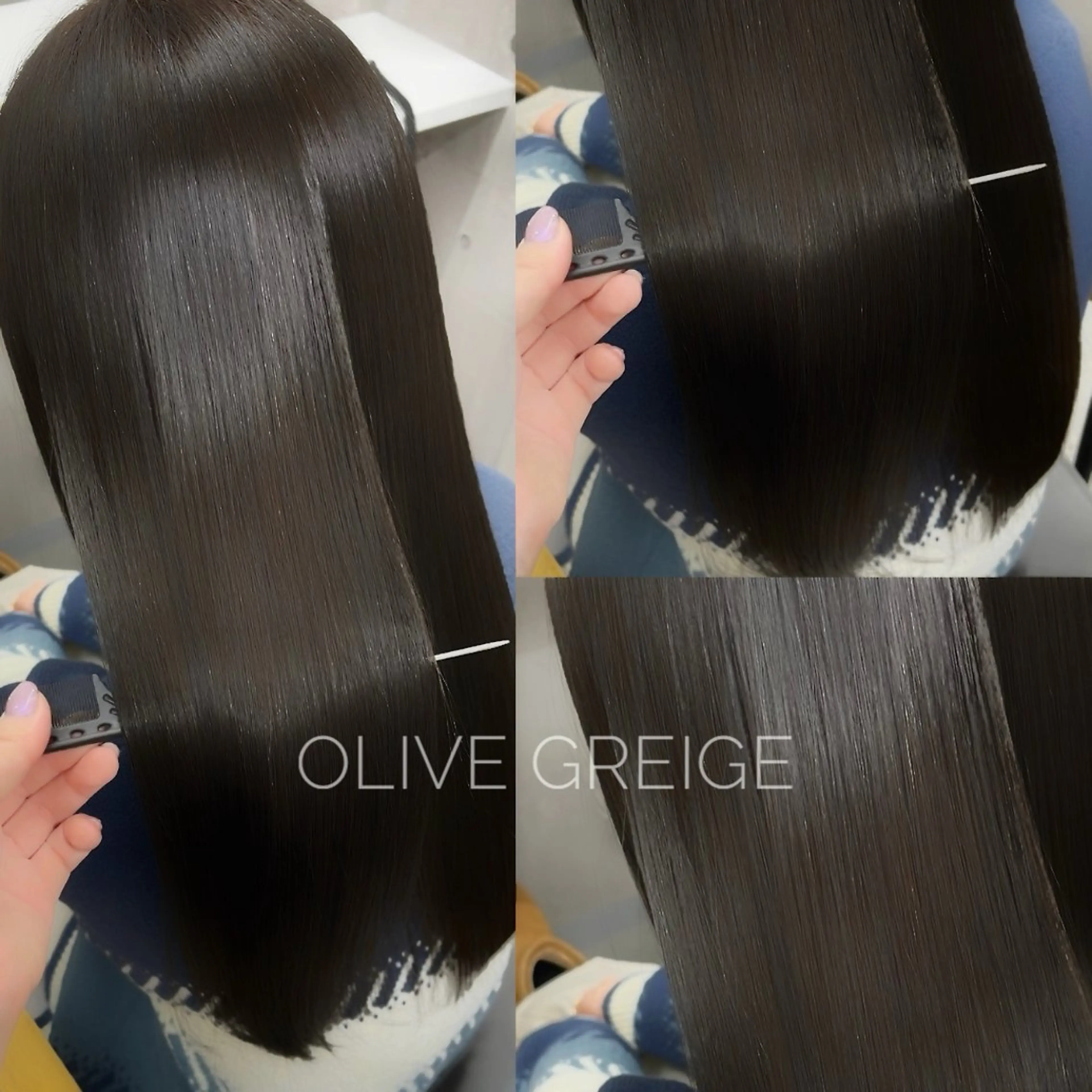 ロング カラー 透明感カラー グレージュ オリーブグレージュ オリーブグレー カット ヘアカラー kyoka / 韓国 レイヤー/髪質改善のヘアスタイル