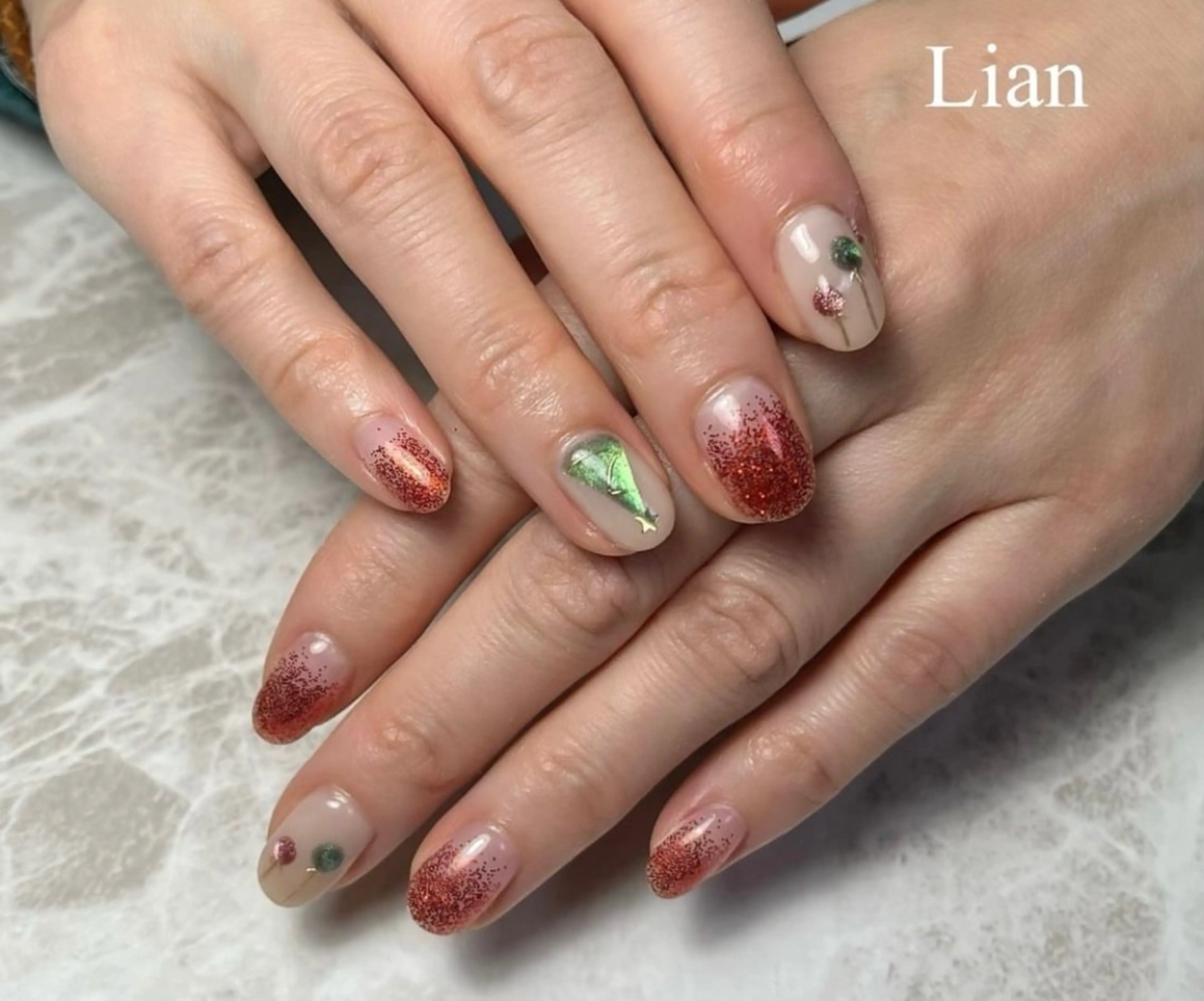 ネイル 冬ネイル クリスマス Lian所属・nail salon Lianのマツエク・マツパデザイン