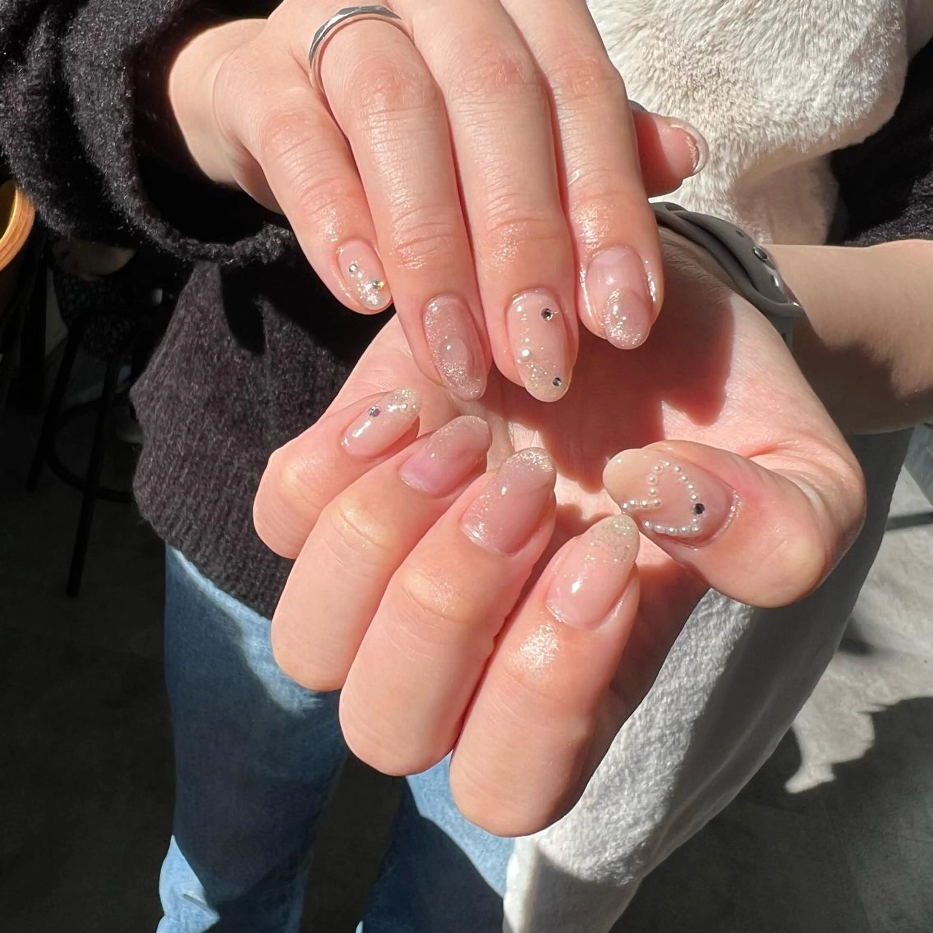 ネイル ハート マグネットネイル ニュアンスネイル ぷっくりネイル ハンドネイル sode shioriのネイルデザイン