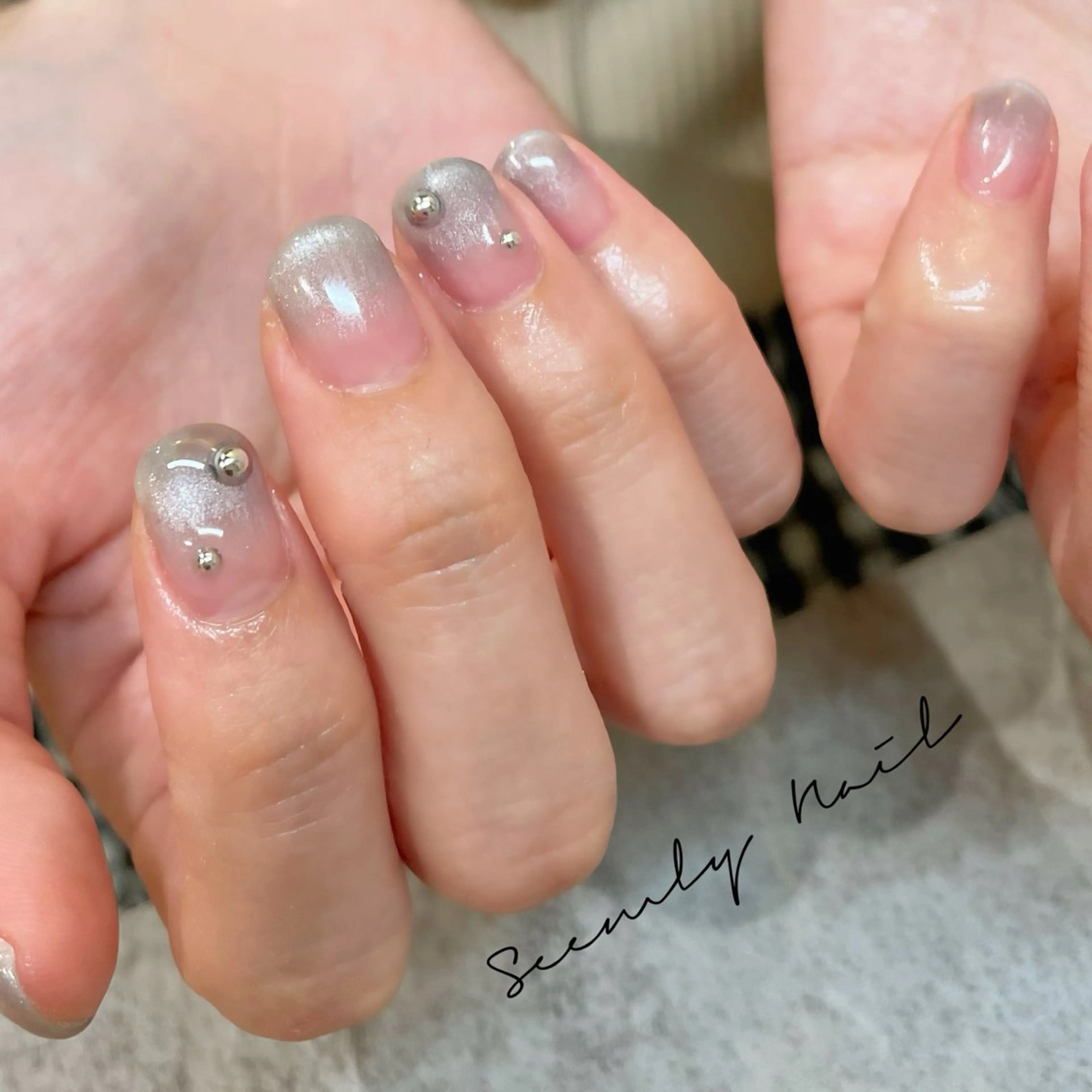 ネイル ブルー フラワーネイル グラデーション 水色 マグネットネイル Seemly 千田町店所属・フラワーパラジェル 🌸シームリーエミのネイルデザイン