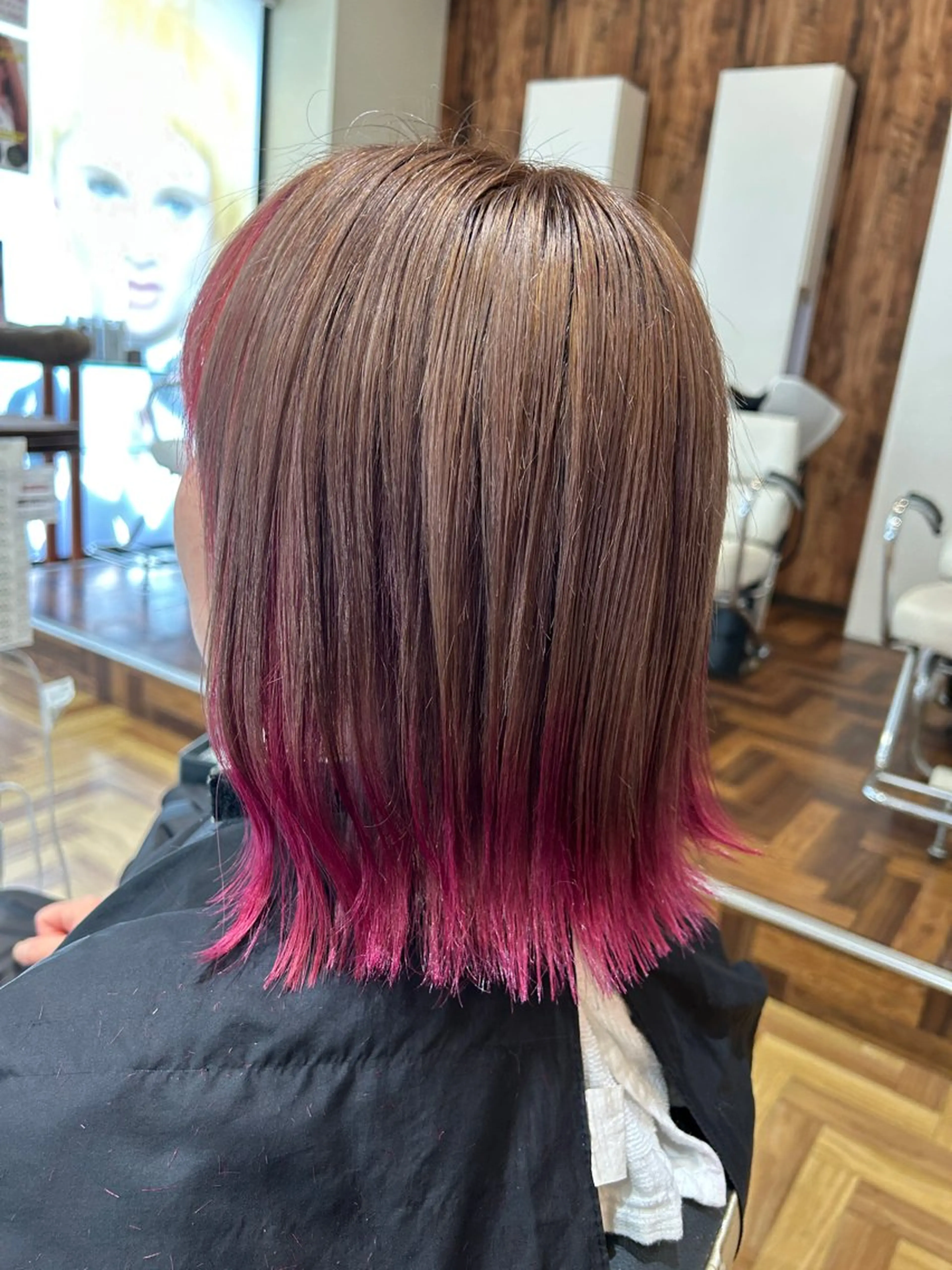 ミディアム カラー ブリーチ ピンクカラー ヘアカラー 福森 みずきのヘアスタイル