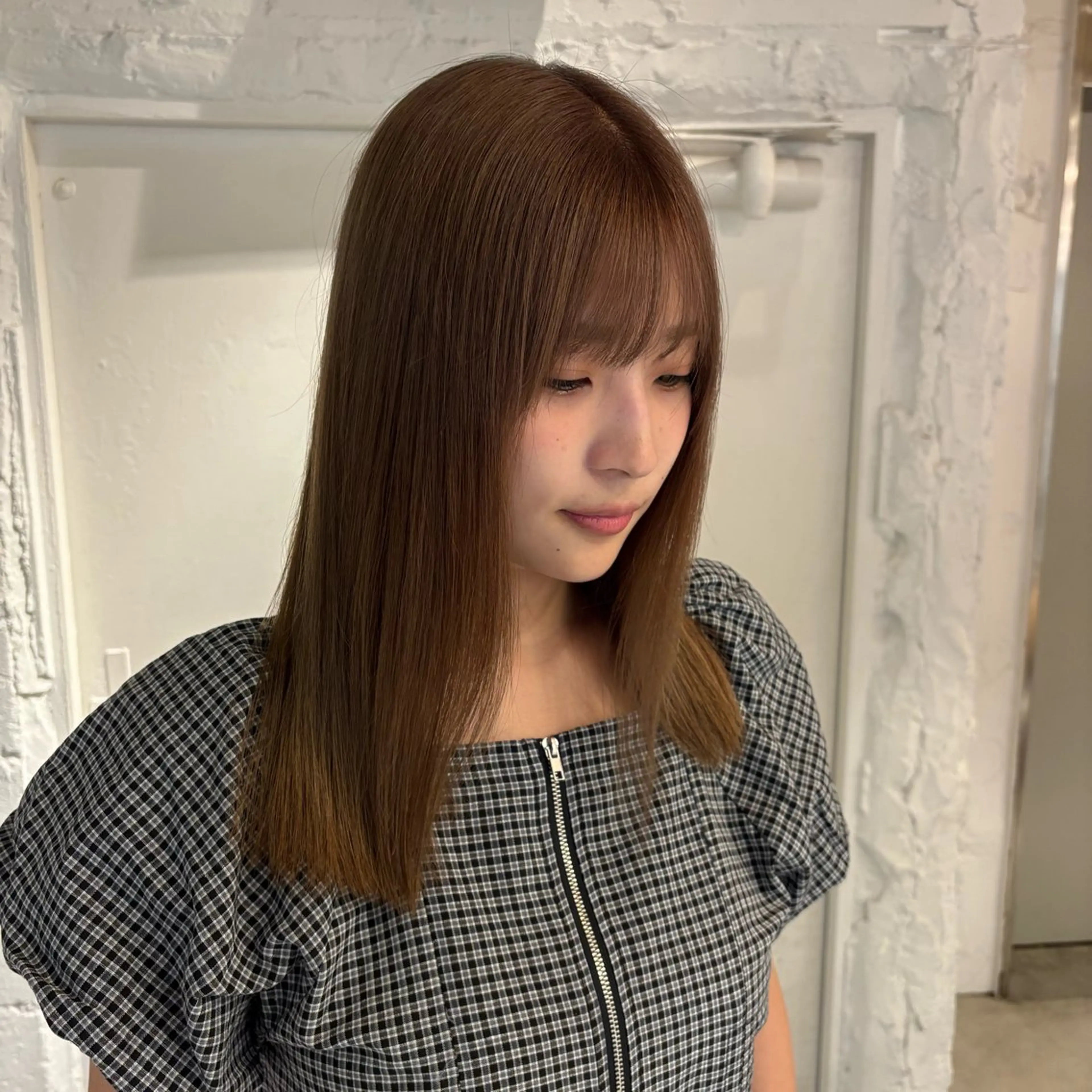 セミロング ヘアカラー トリートメント nameless miichiのヘアスタイル