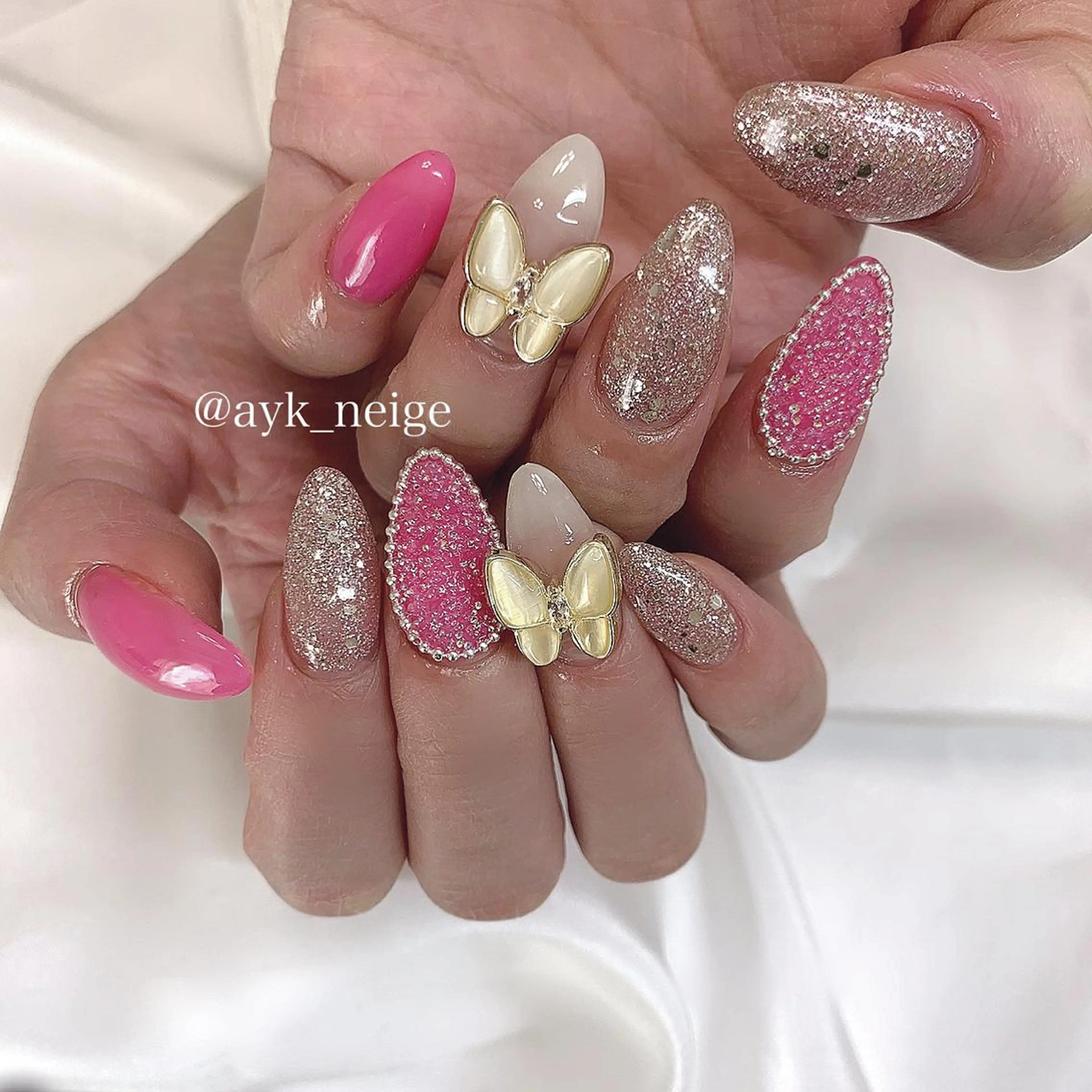 ネイル フレンチネイル ハート 韓国ネイル 春ネイル 冬ネイル n'eige nail所属・大谷 綾香のネイルデザイン