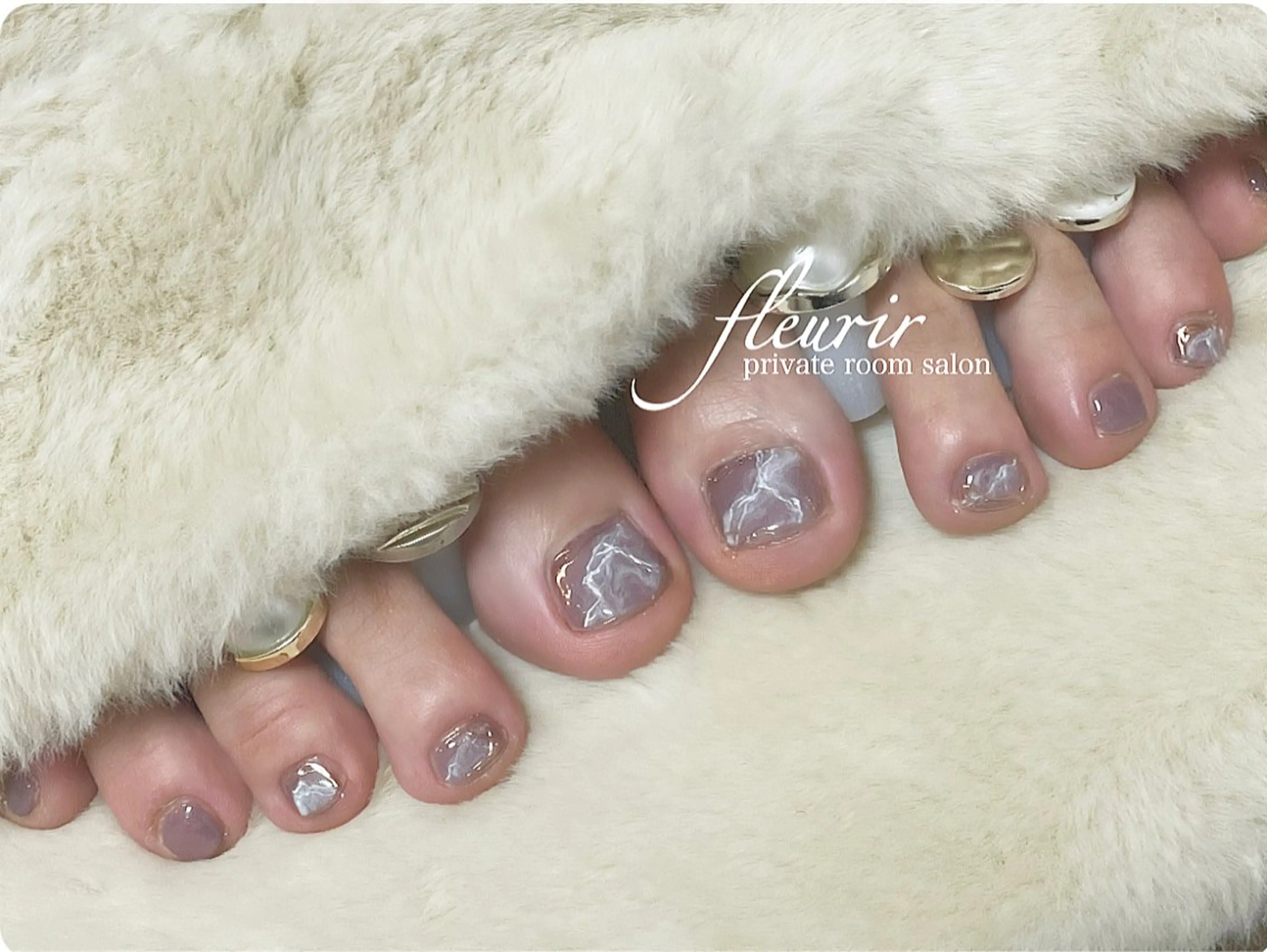 ネイル アートネイル フットネイル ゴールド 大理石ネイル(マーブル) ミラーネイル フルリール 【プライベートサロンのネイルデザイン