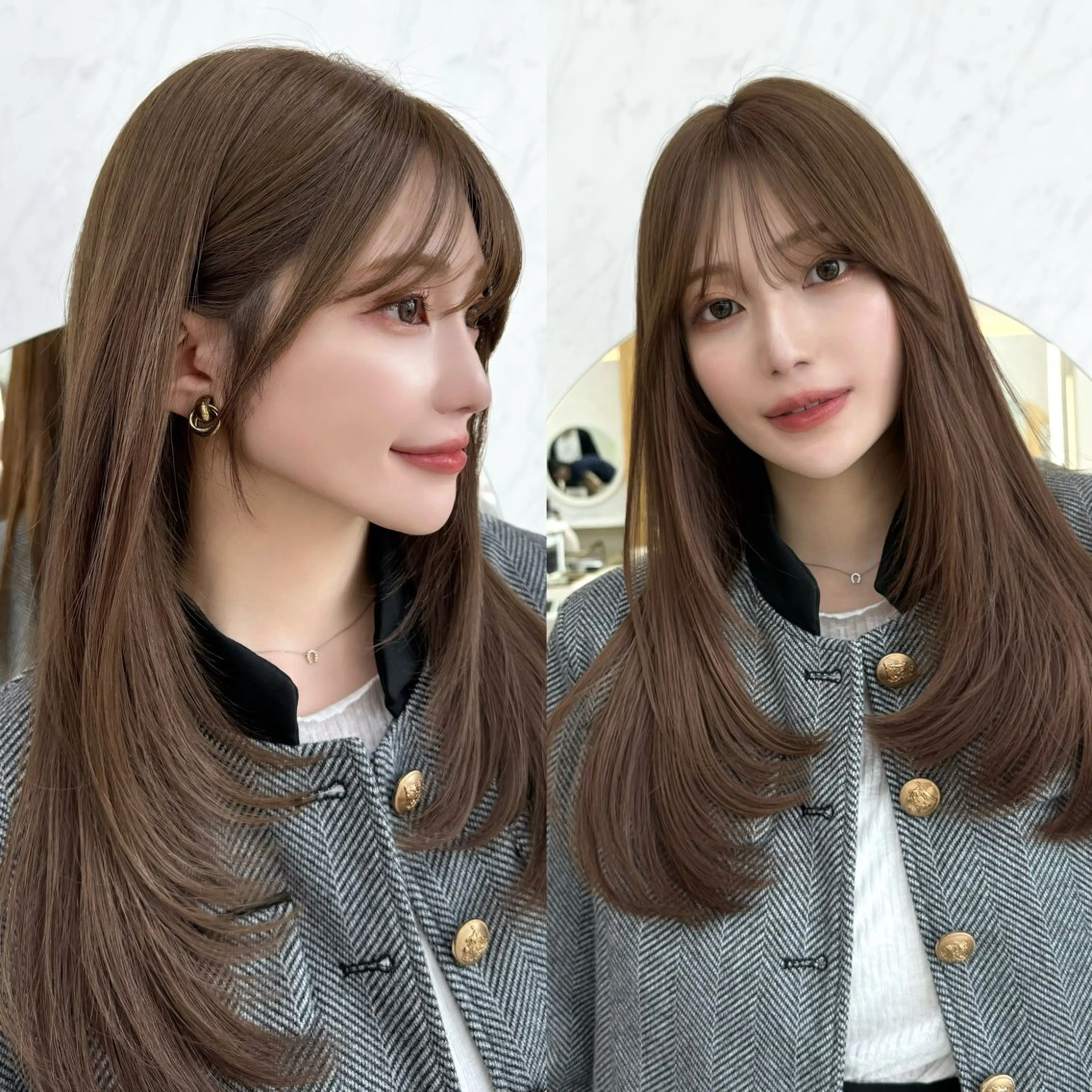 セミロング レイヤーカット/ 顔まわり/アオイのヘアスタイル