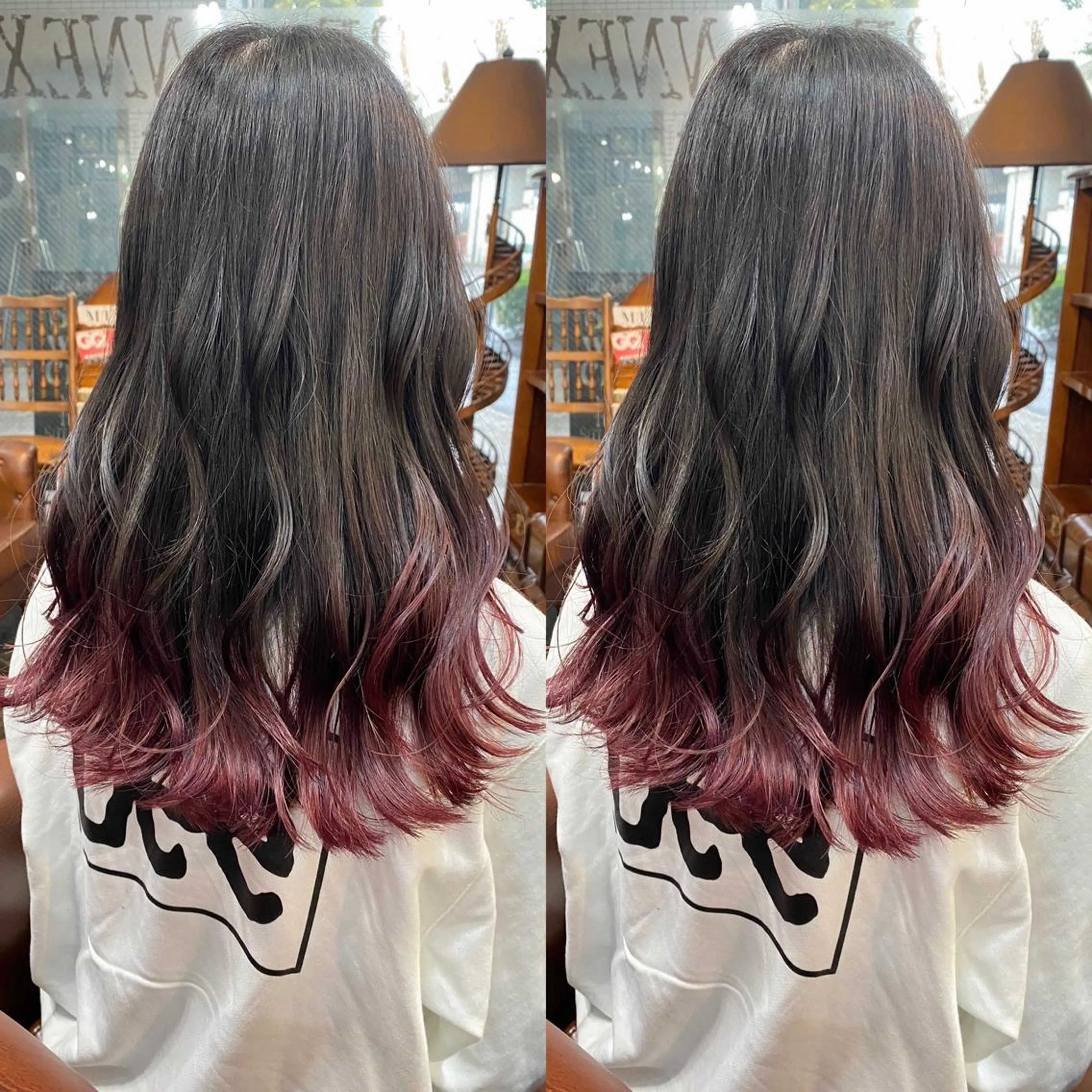 ロング カラー 編み込みエクステ シールエクステ バレイヤージュ ブリーチ ブロンド ヘアカラー モモカ/ハイトーン /バレイヤージュのヘアスタイル