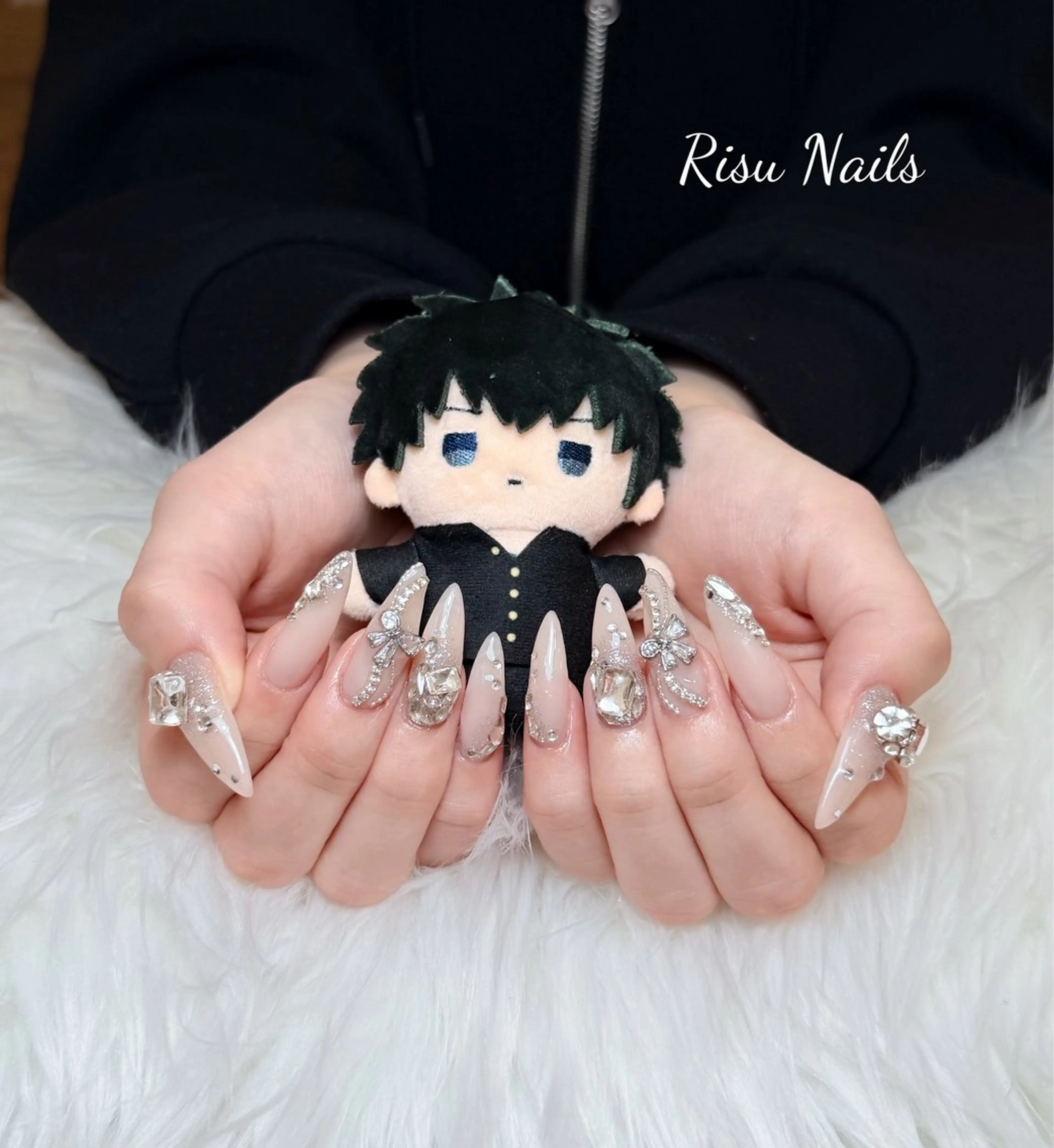 ネイル アートネイル 長さ出し グラデーション マグネットネイル ニュアンスネイル ハンドネイル Risu Nails Salon 代々木所属・リス ネイルのネイルデザイン