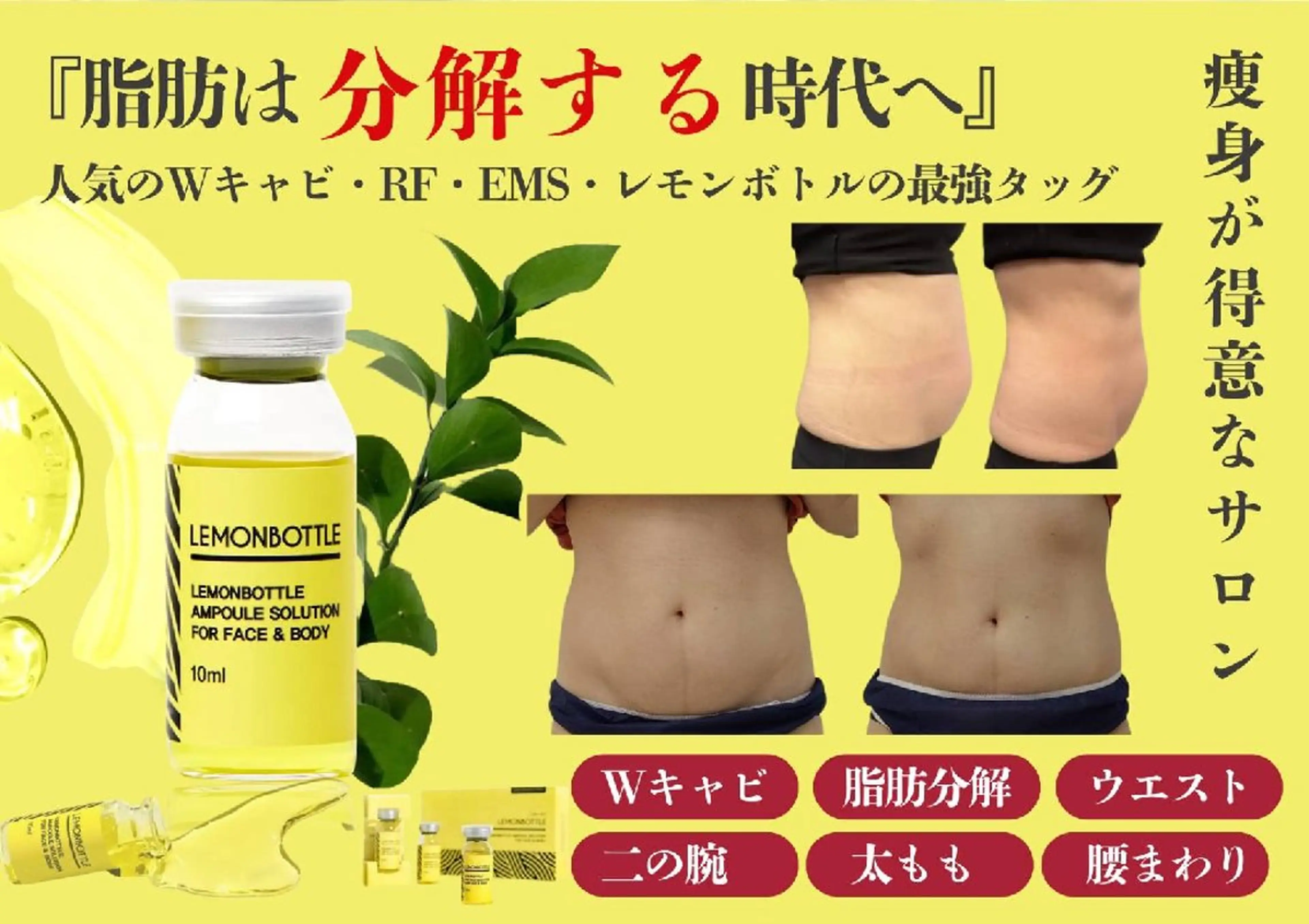 【迎春キャンペーン】\レモン ボトル10cc入れ放題/お腹上下・ウエスト・脇肉・太もも前後・お好きな箇所に入れ放題の写真