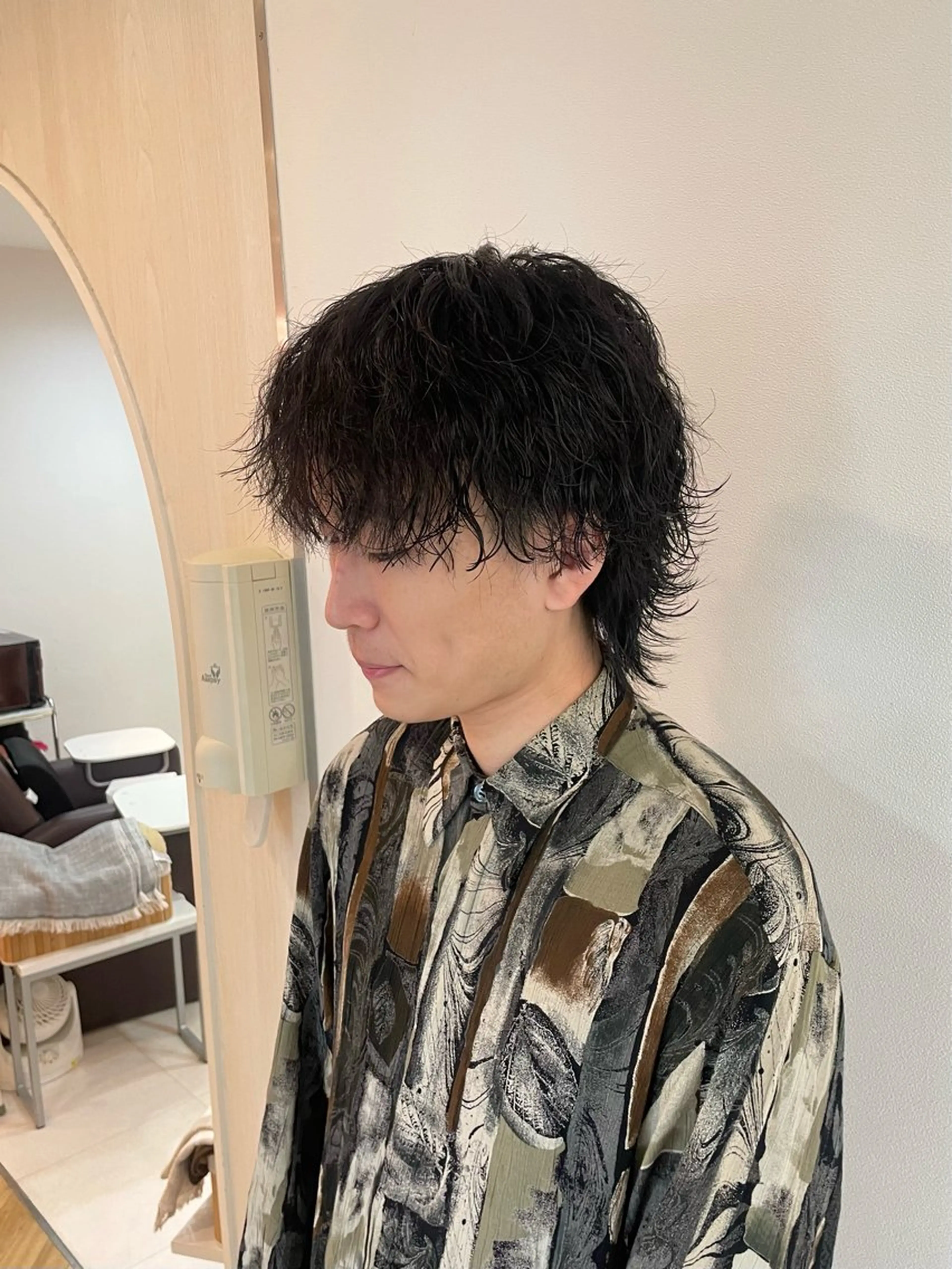 ミディアム パーマ メンズ ダブルカラー/ 髪質改善🍒齋藤 澪のヘアスタイル