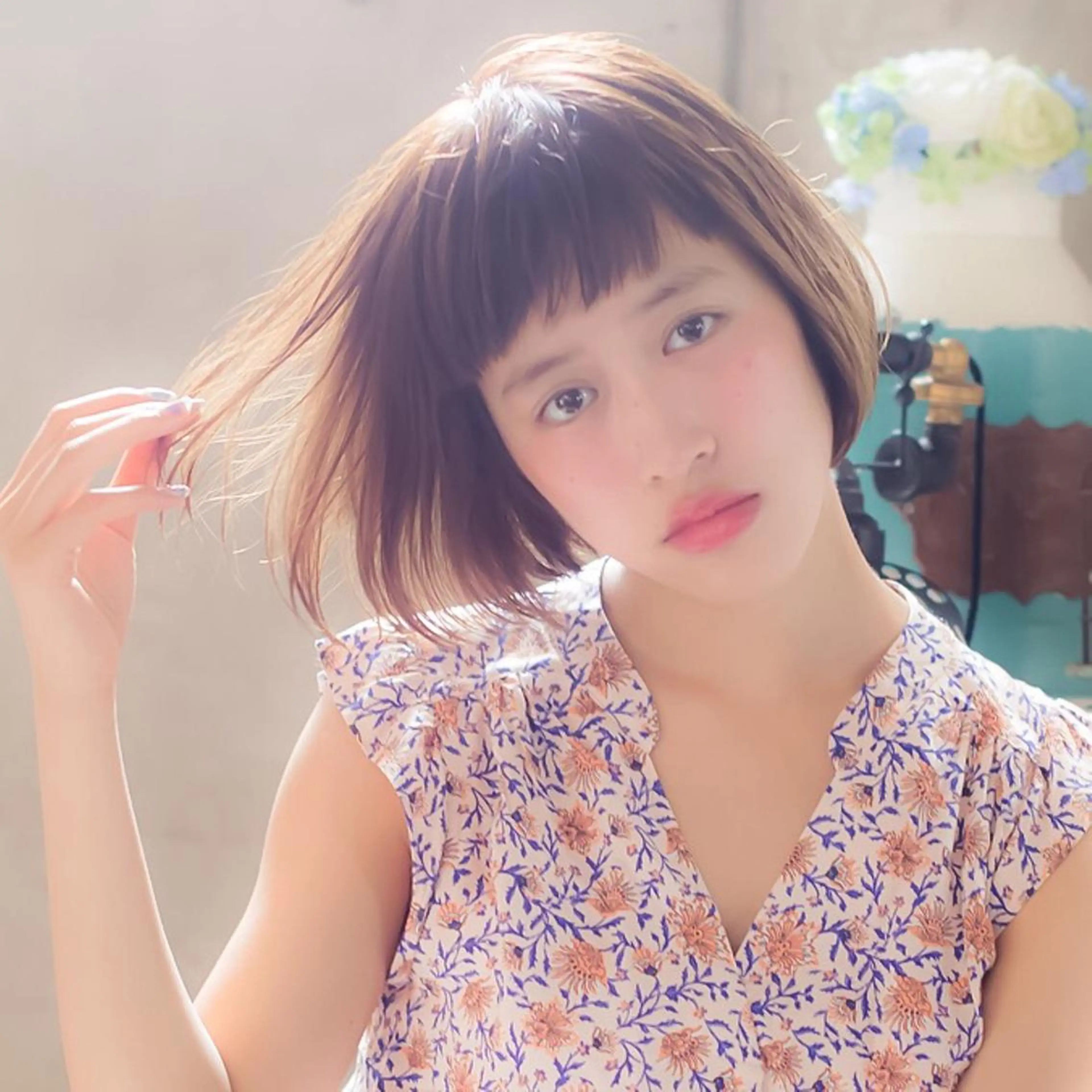 ミディアム カラー ボブ カット ヘアカラー トリートメント clan五反田所属・髪質改善、縮毛矯正 店長浅野太郎のヘアスタイル