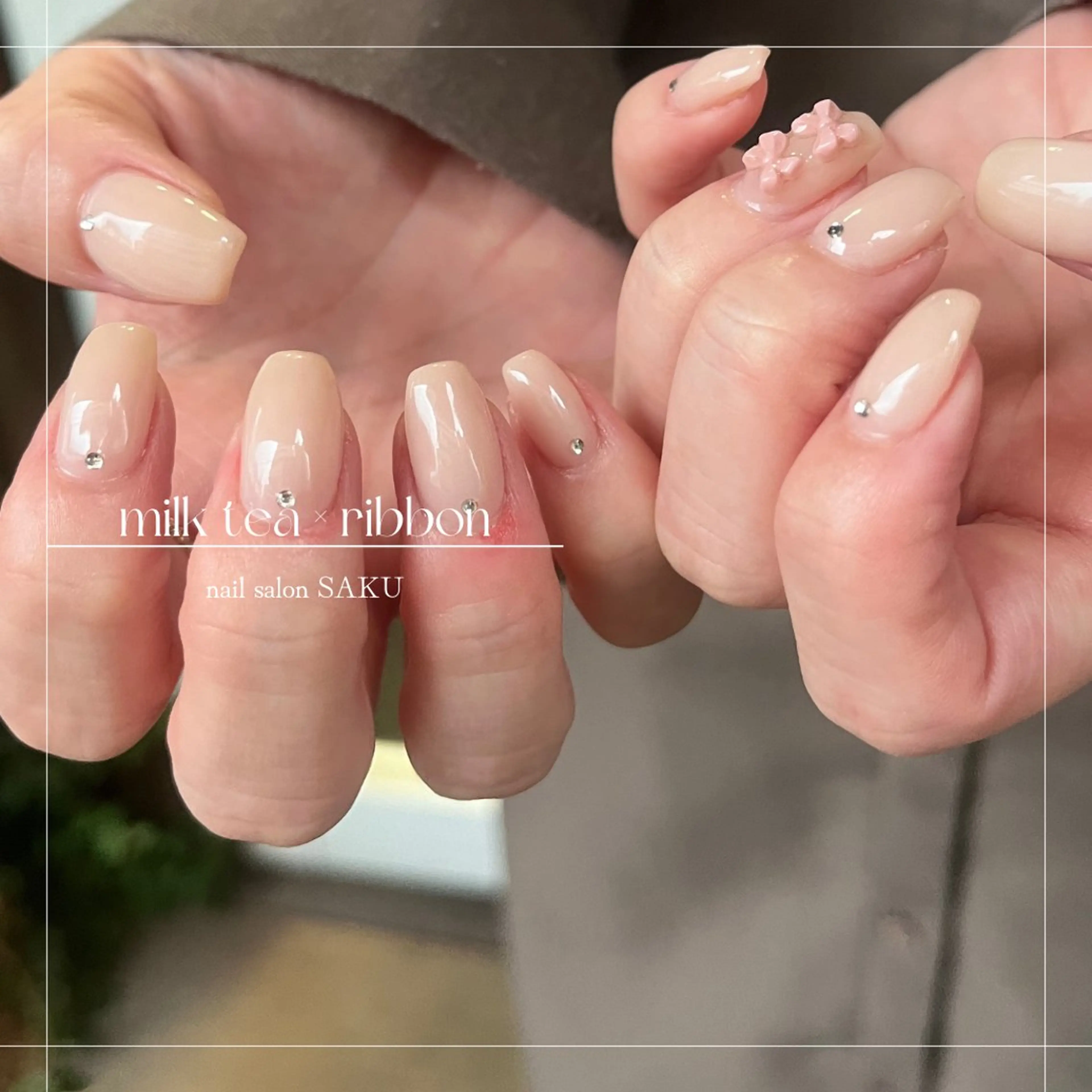 ネイル フラッシュネイル フレンチネイル ラメ(グリッター) ラメグラデーション ニュアンスネイル ハンドネイル SAKU  nail[サクネイル]所属・SAKU nail 作島茜のネイルデザイン