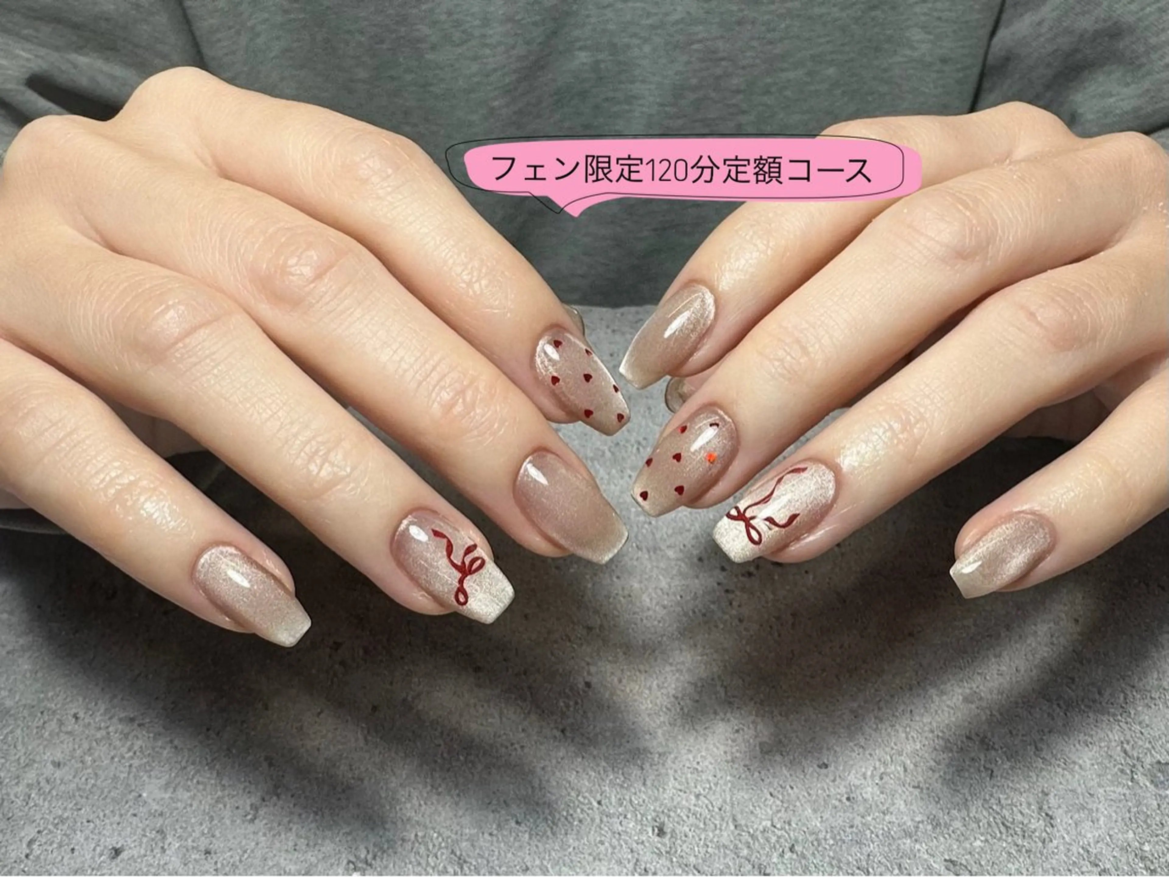 ネイル リボン ハンドネイル 7LOOKS フェンのネイルデザイン