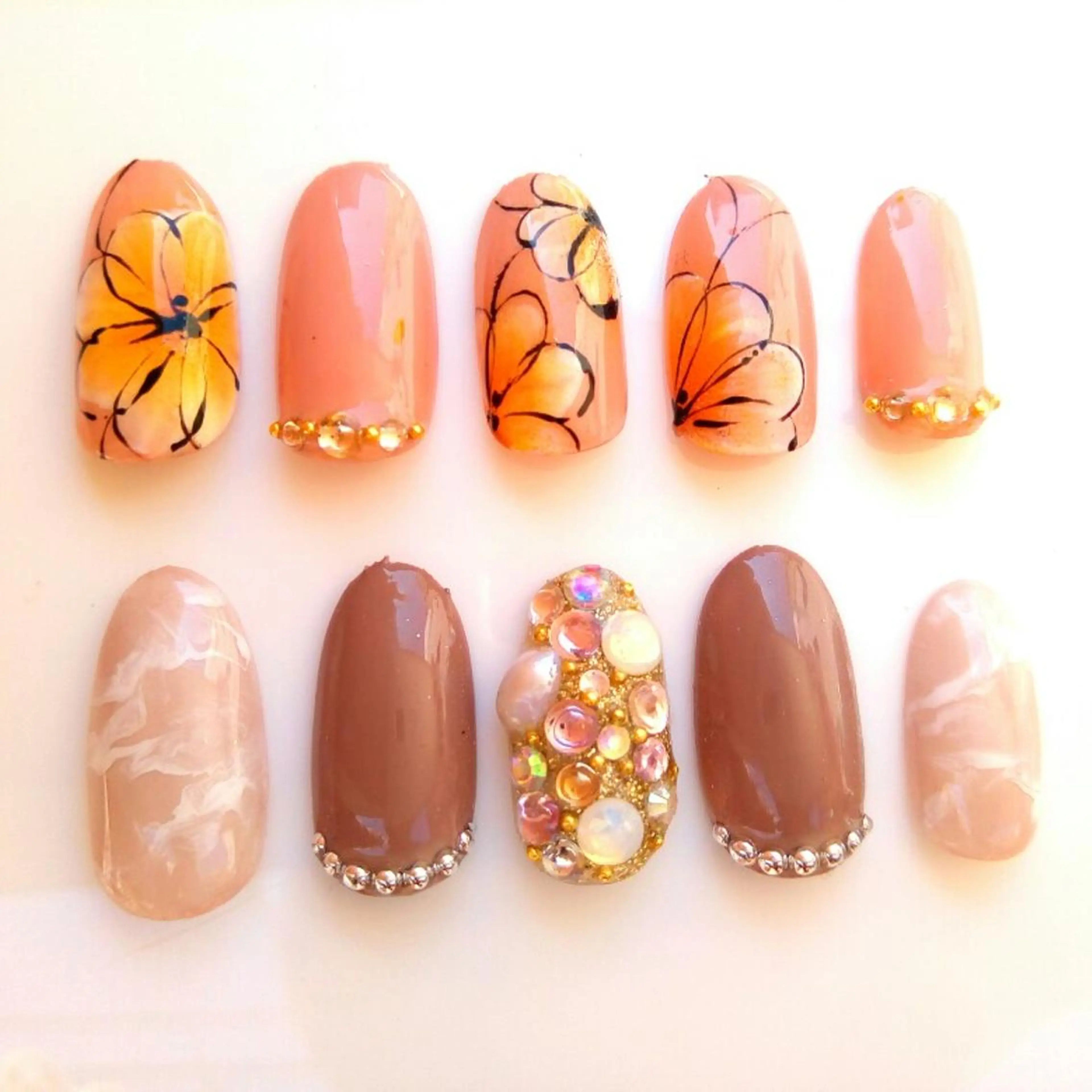 ネイル フラワーネイル 大理石ネイル(マーブル) Re Pearl～コーディネートサロン～ 市駅前店所属・NARUMI HYODOのネイルデザイン