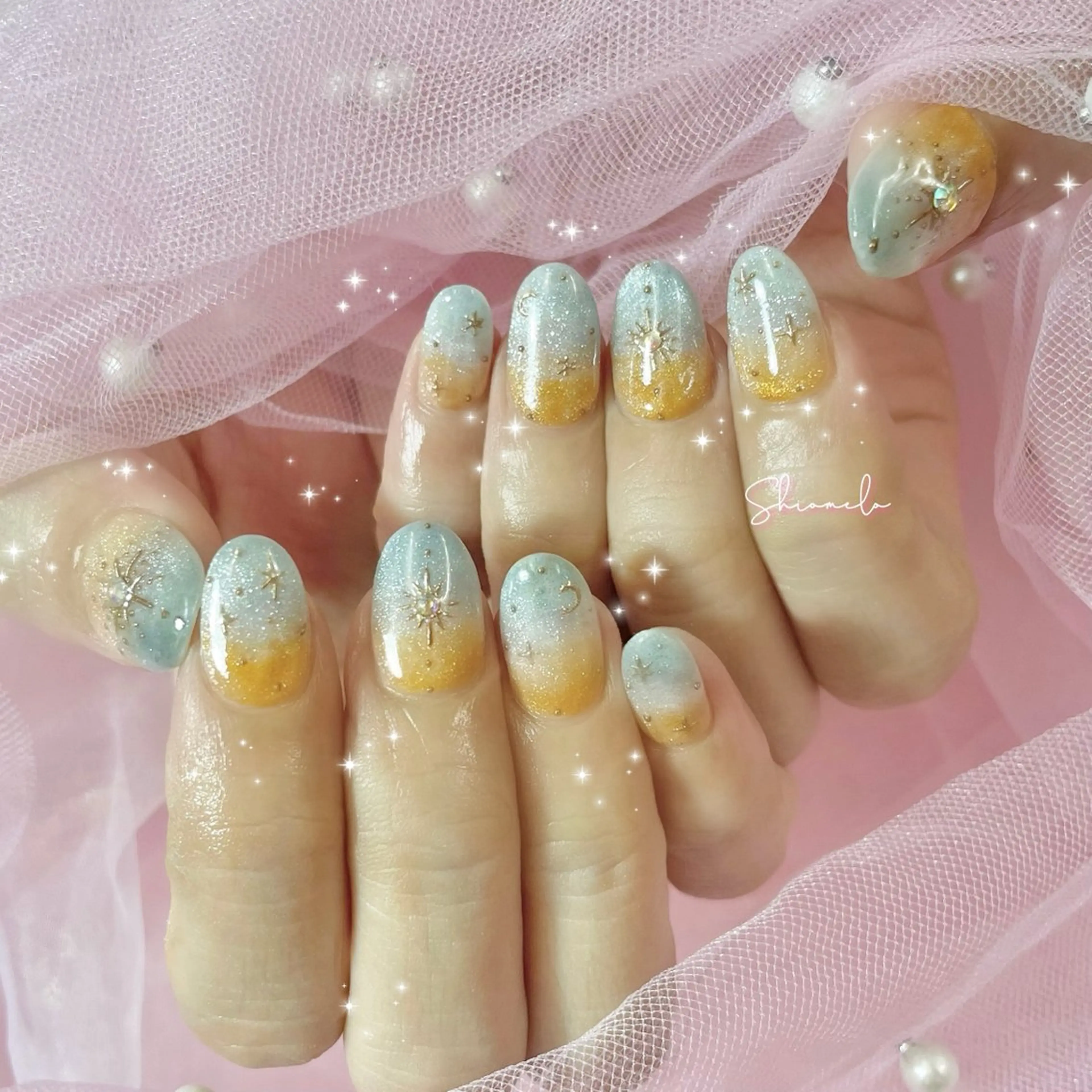 ネイル 韓国ネイル ニュアンスネイル 夏ネイル Maison de l'Angeのネイルデザイン