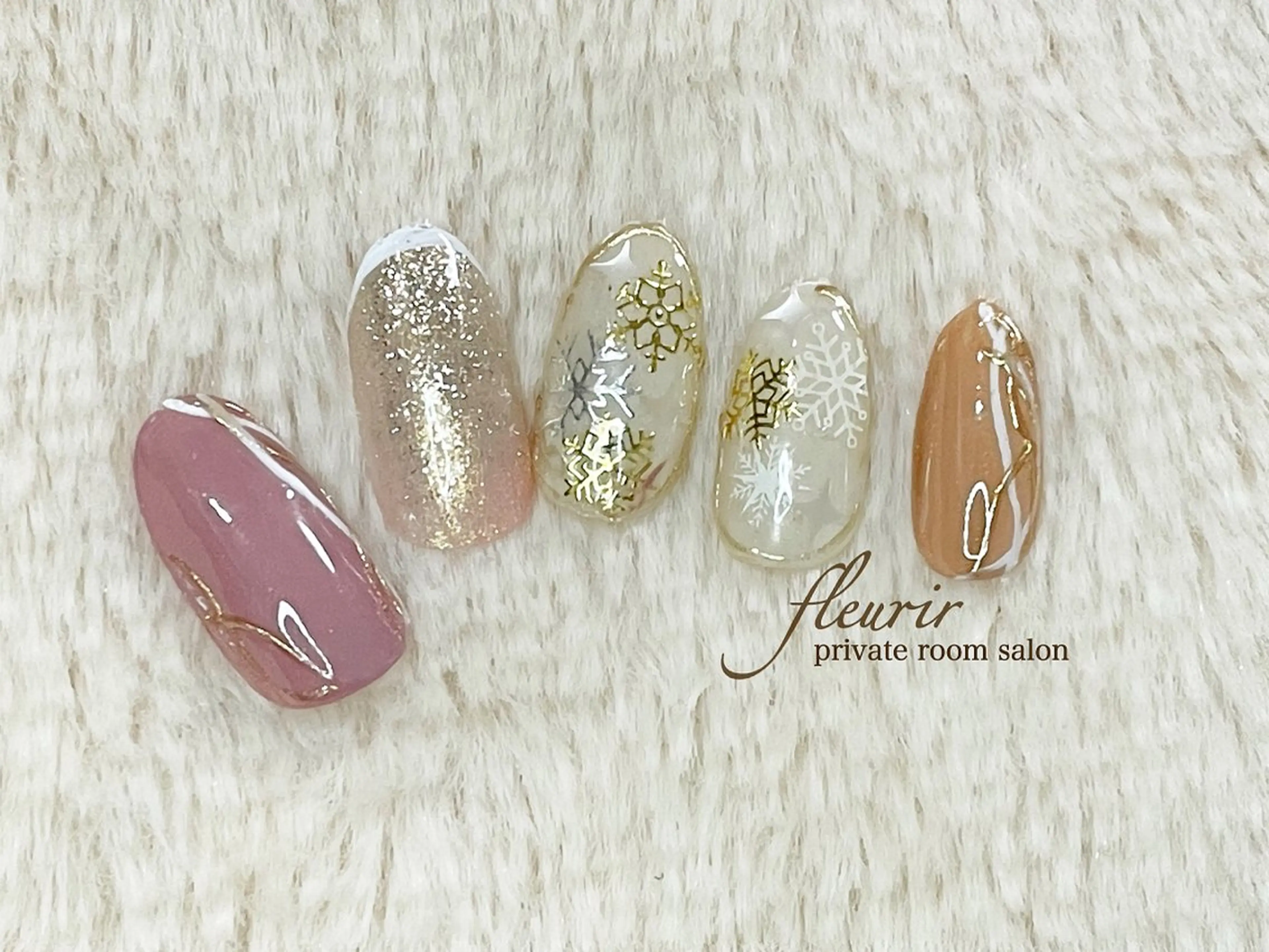 ネイル ガーリー ピンク パープル フルリール 【プライベートサロンのネイルデザイン