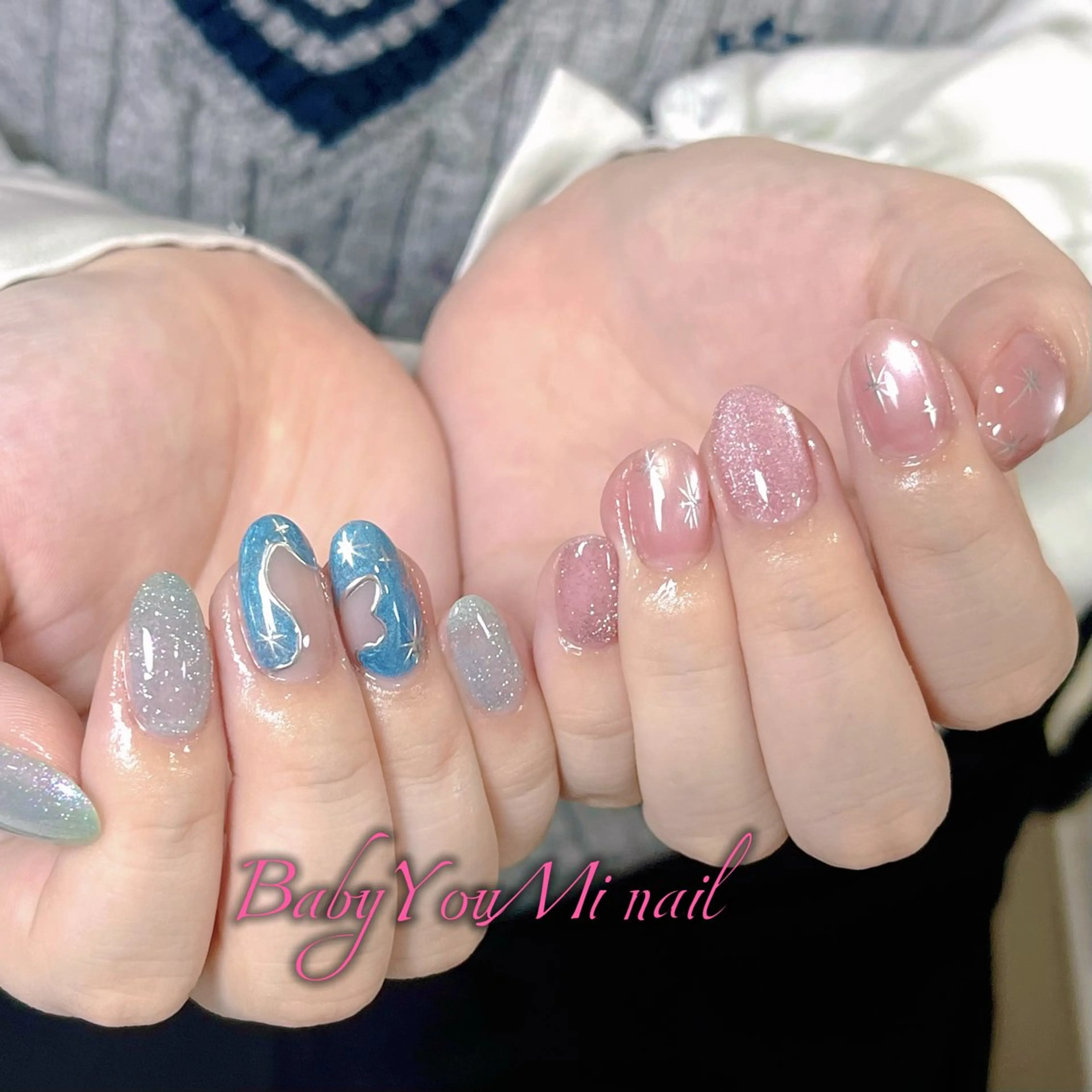 ネイル オーロラネイル フラワーネイル フットネイル フレンチネイル ジェルネイル ハンドネイル BabyYouMi ねねのネイルデザイン