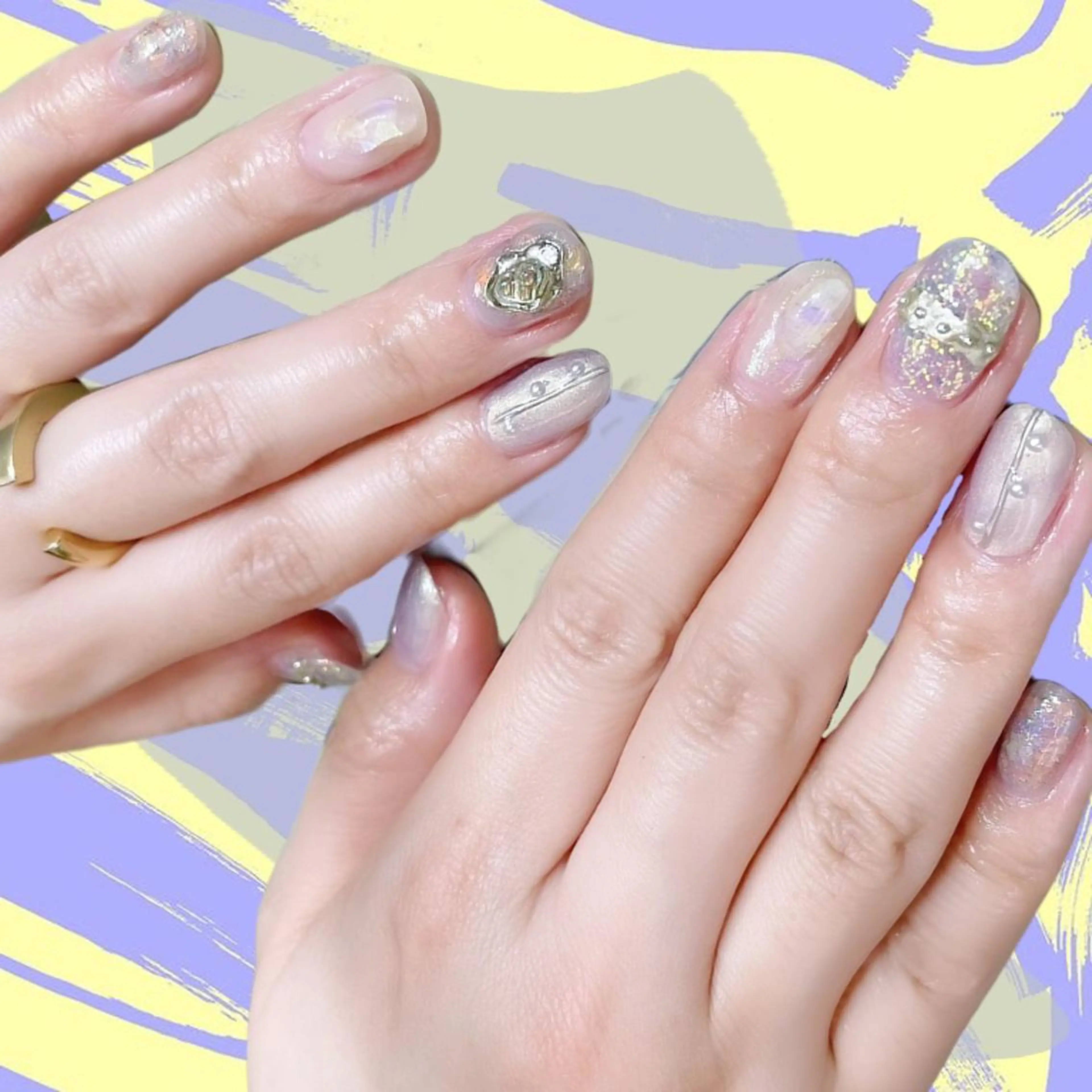 ネイル オーロラネイル 氷ネイル・うるうるネイル 韓国ネイル マグネットネイル ミラーネイル ハンドネイル VOLLMOND nailのネイルデザイン